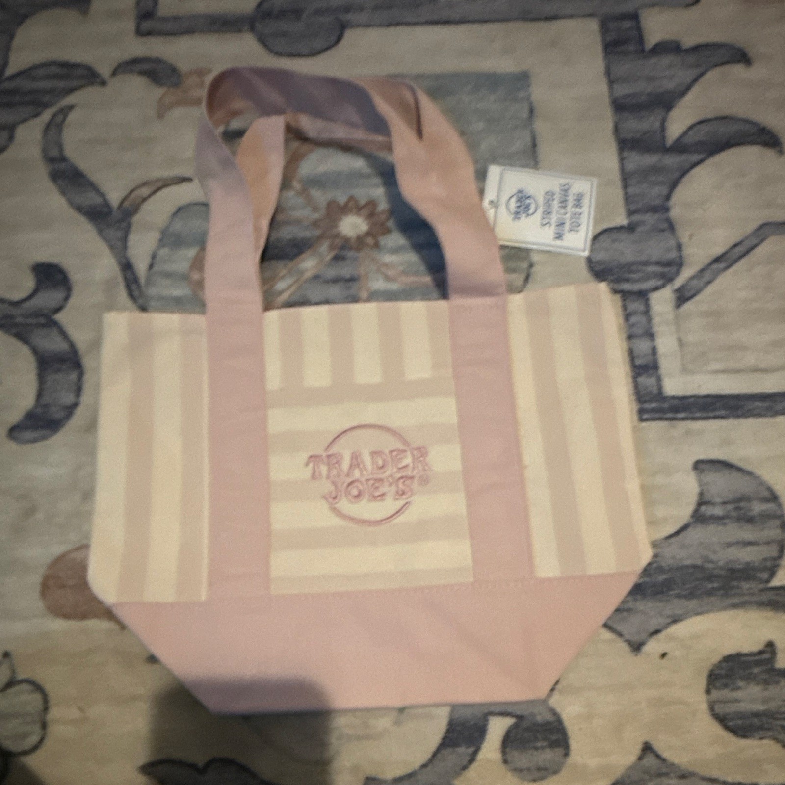 Trader Joe’s Reusable Striped Tote Bags Lot of 4 Multicolor 13x10x10