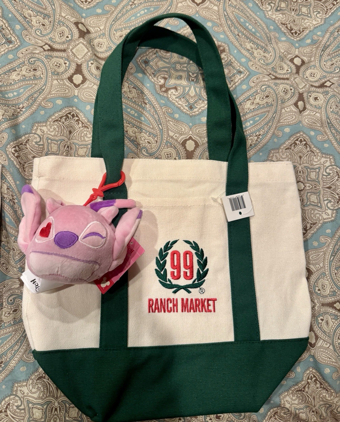 99 Ranch Market Canvas Mini Tote Bags Set of 2 – Blue Green with Plush Keychains