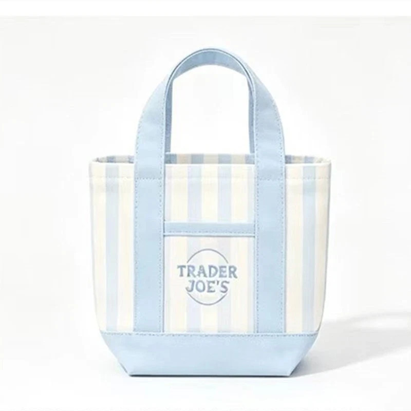 Trader Joe’s Mini Pastel Stripe Canvas Tote Bag Limited Edition Set Of 4