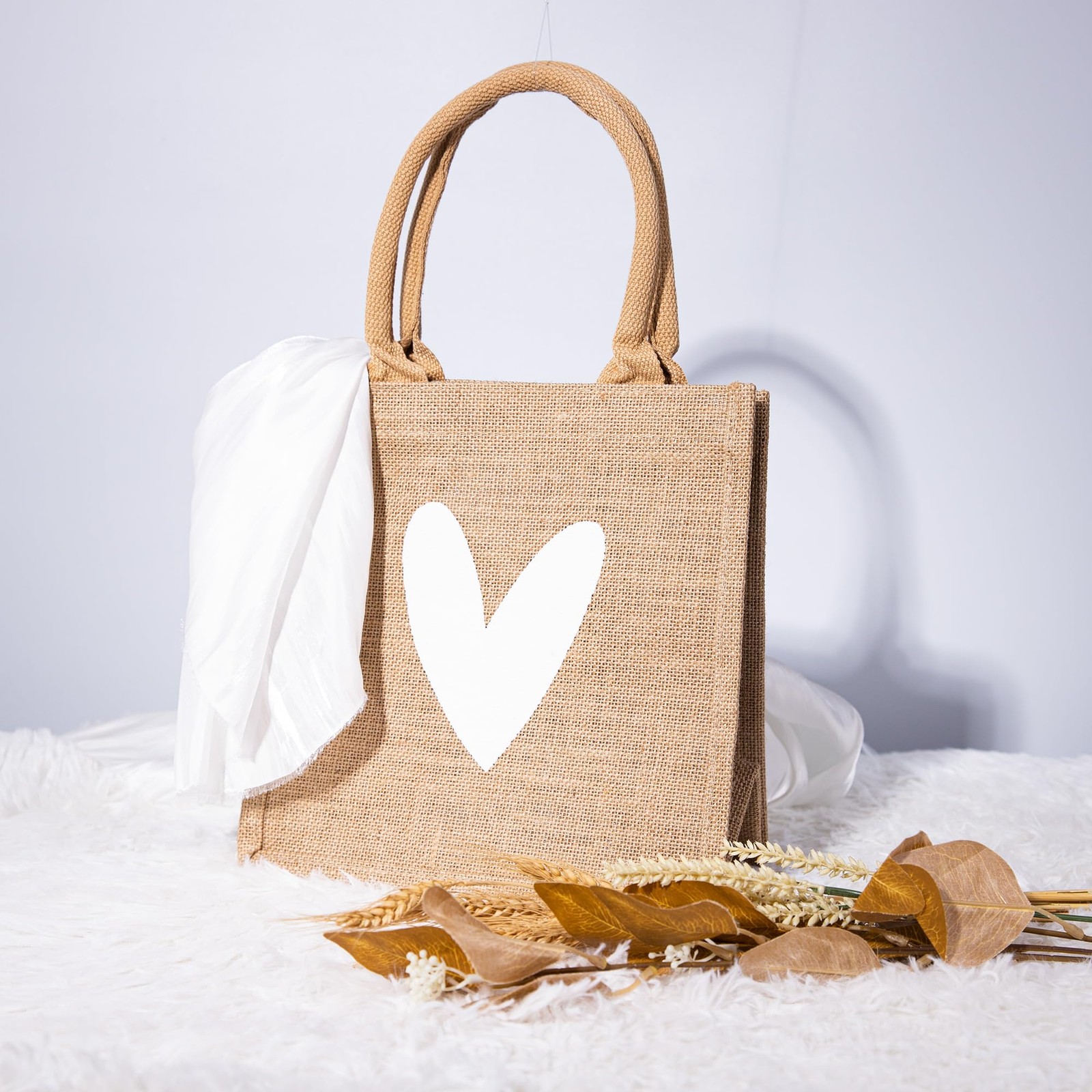 Burlap Tote Bags Handles Reusable Jute Gift Bag Wedding Bridesmaid