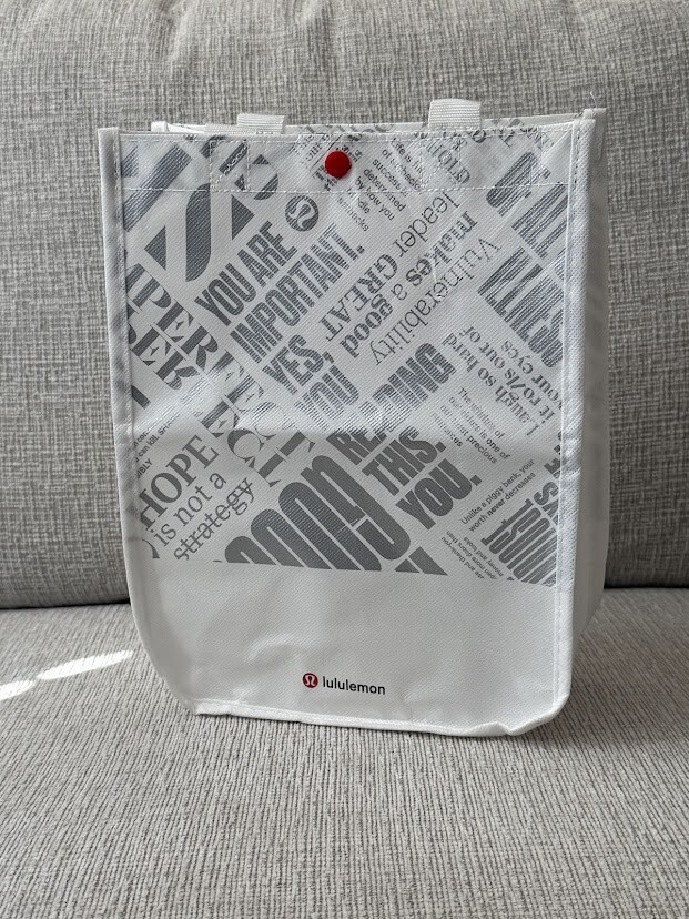 Lululemon Small Reusable White Tote Lunch Bag Manifesto