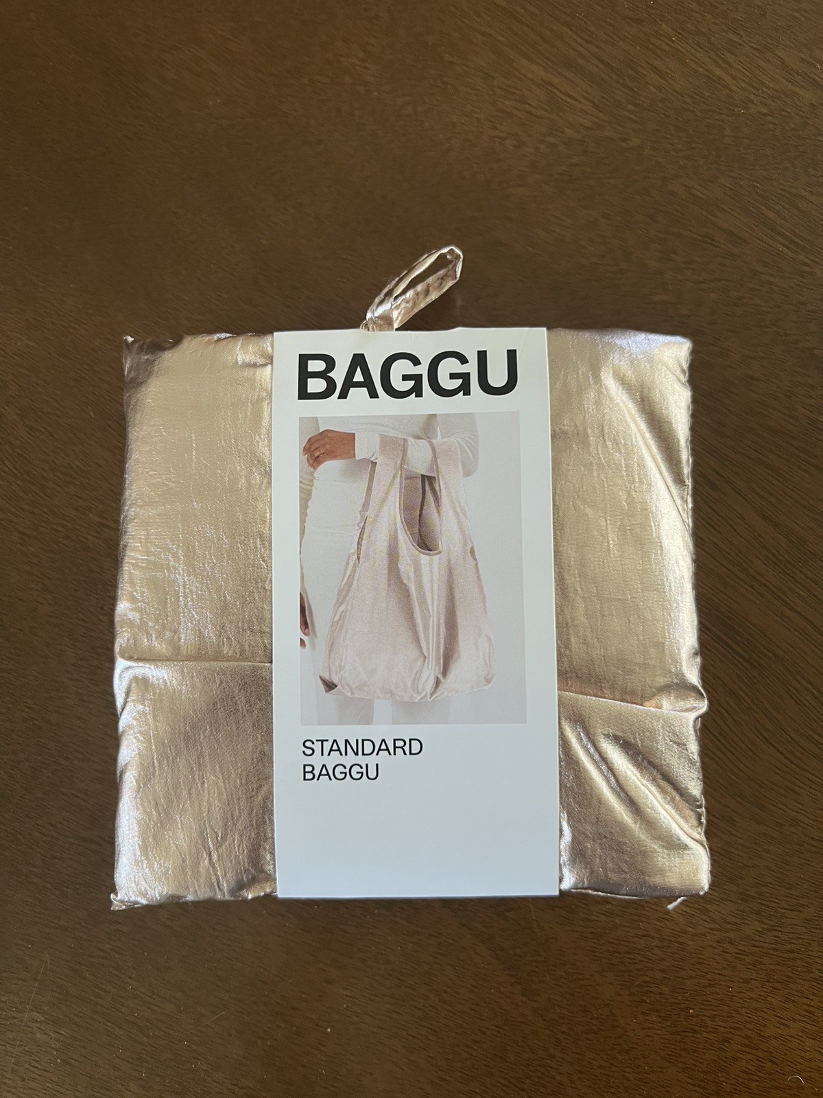 NEW Baggu STANDARD BAG Rose Gold Metallic Washable Recycled Nylon RARE Reusable