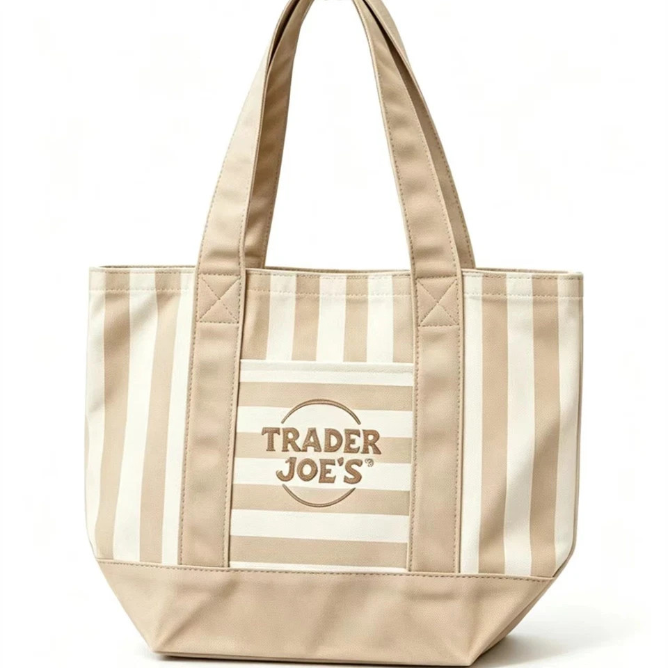 Trader Joe’s Mini Pastel Stripe Canvas Tote Bag Limited Edition Set Of 4