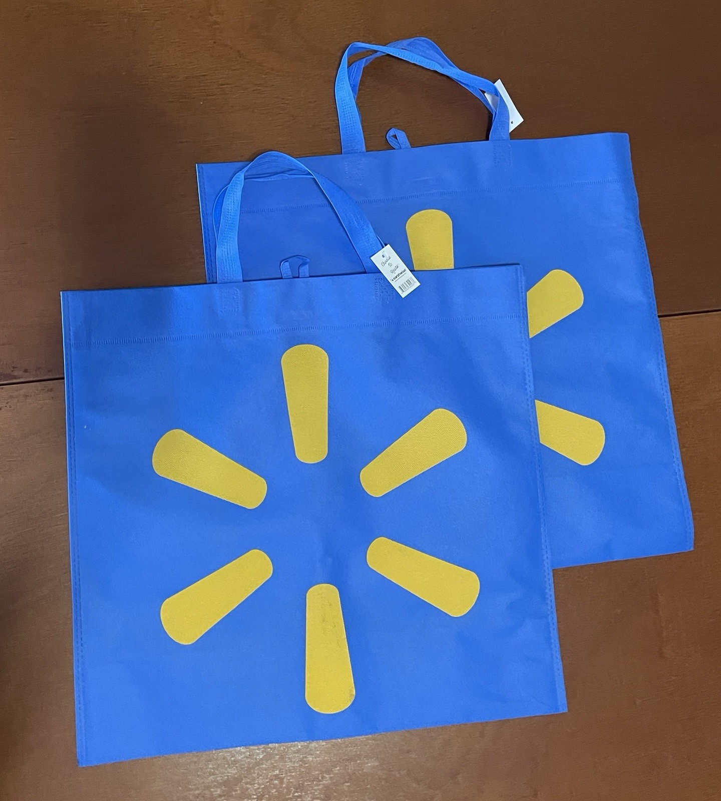 Walmart Lot Of 25 Reusable Shopping Bags Cloth 17” x 18” x 7” Blue Spark