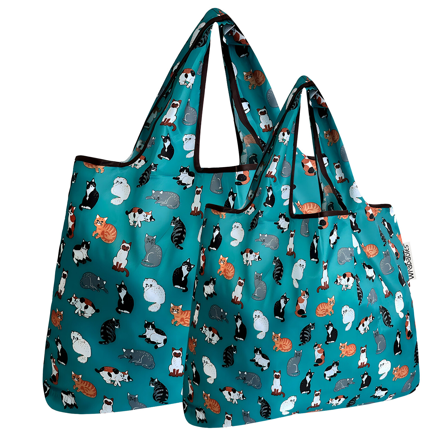 Wrapables Large & Small Foldable Tote Nylon Reusable Grocery Bags, Set of 2