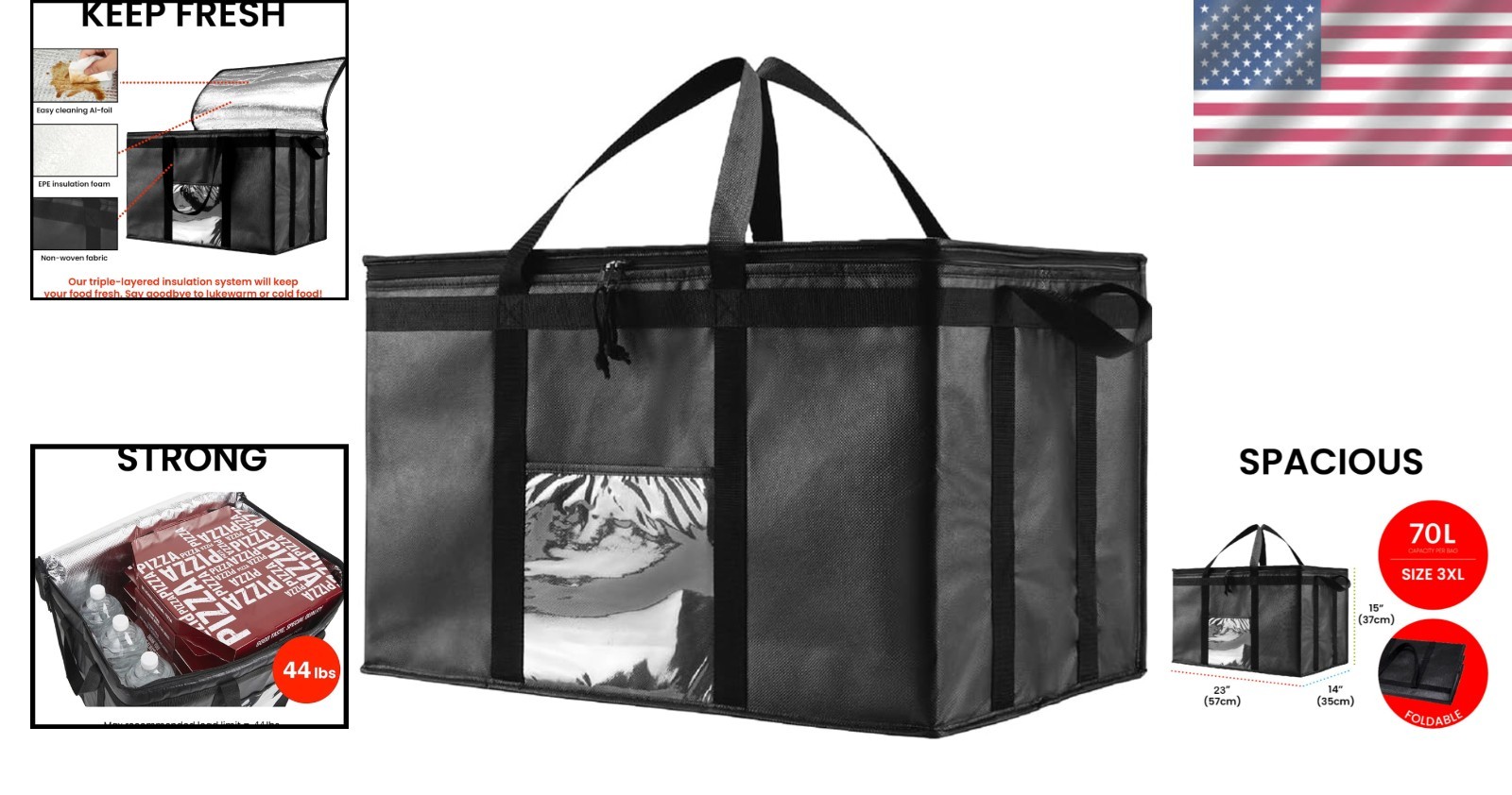 Heavy-Duty 3XL Insulated Catering Tote – Perfect for Grocery & Food Delivery