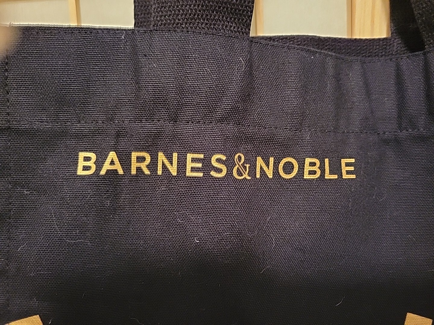 BARNES & NOBLE Black and Gold Cotton Tote Bag