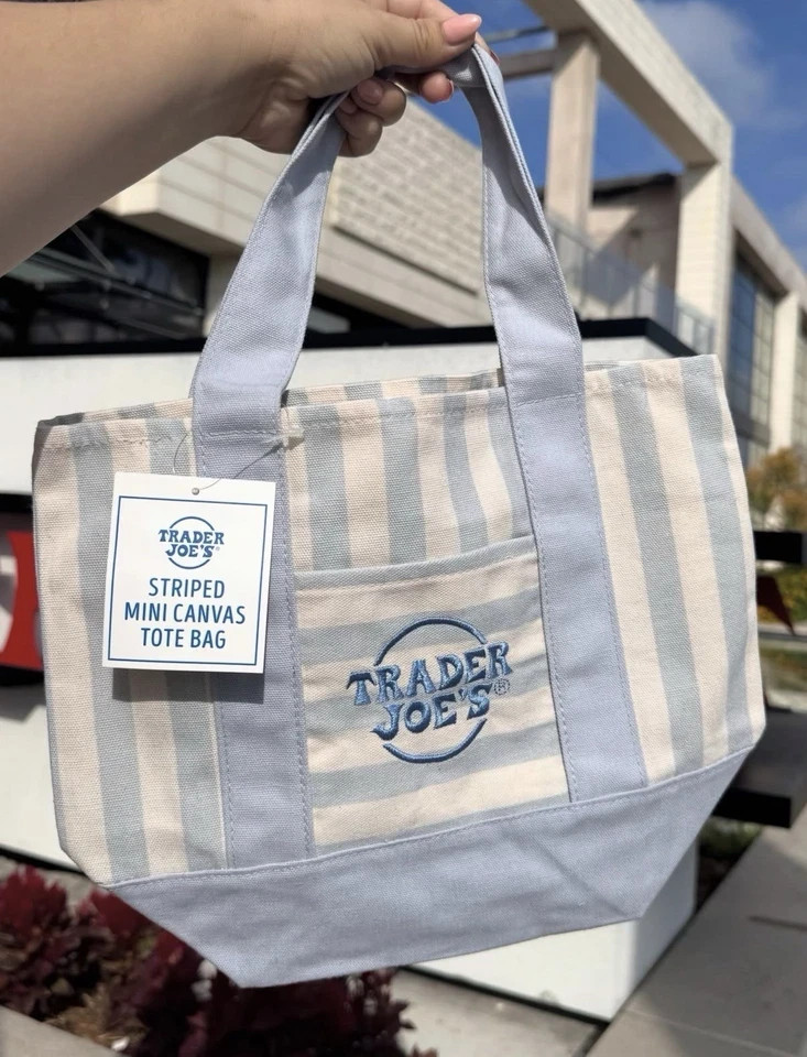 Trader Joe’s Mini Pastel Stripe Canvas Tote Bag Limited Edition Set Of 4
