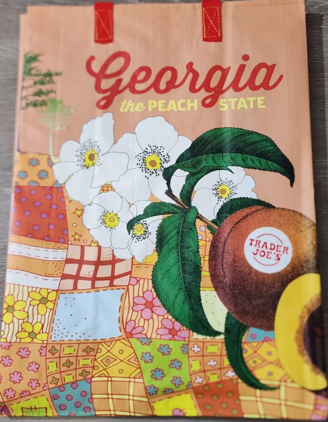 NEW Trader Joe’s GEORGIA THE PEACH STATE Reusable Tote Bag Shopping Grocery