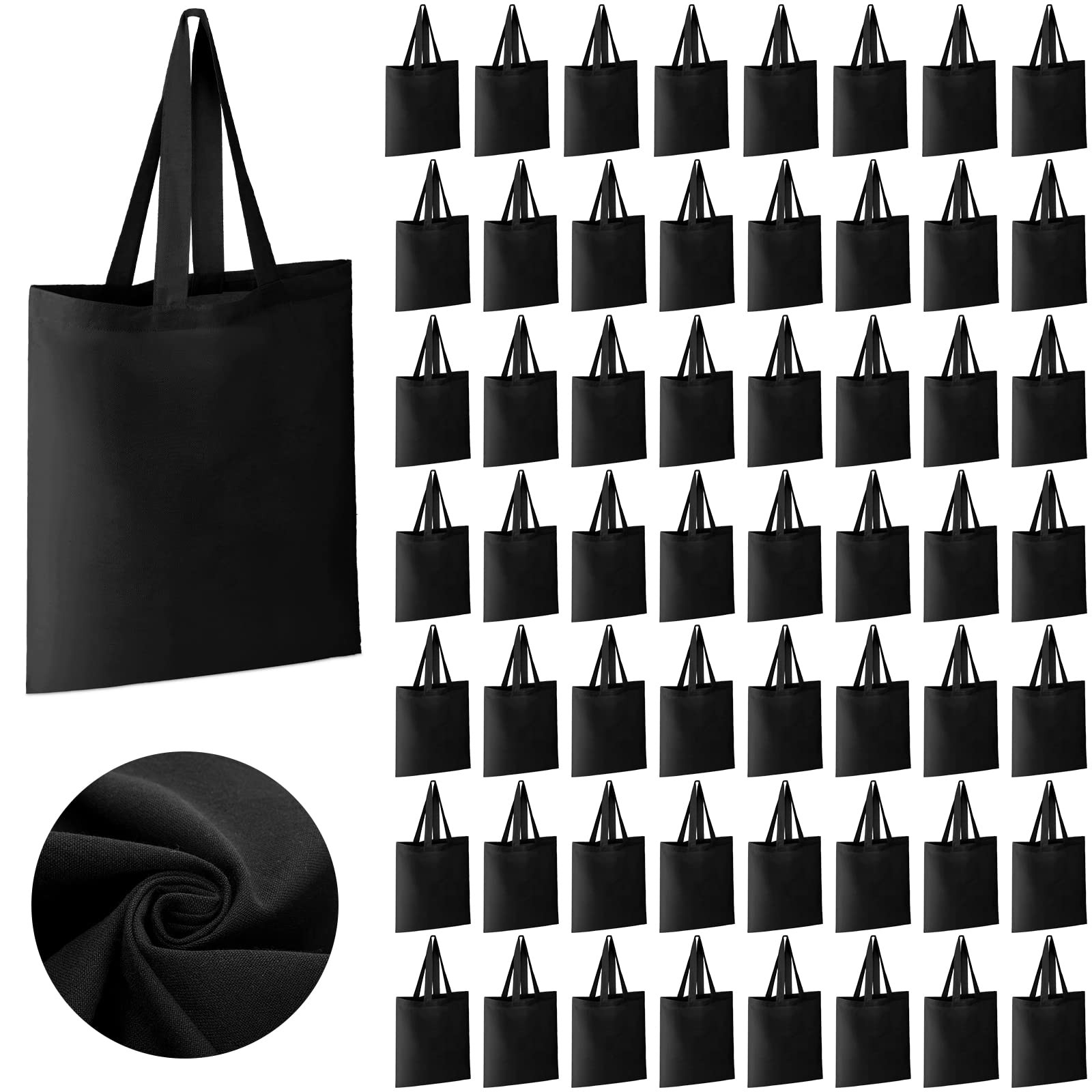 Roowest 60 Pack Canvas Tote Bags Bulk 16″ x 15″ Lightweight Medium Reusable G…