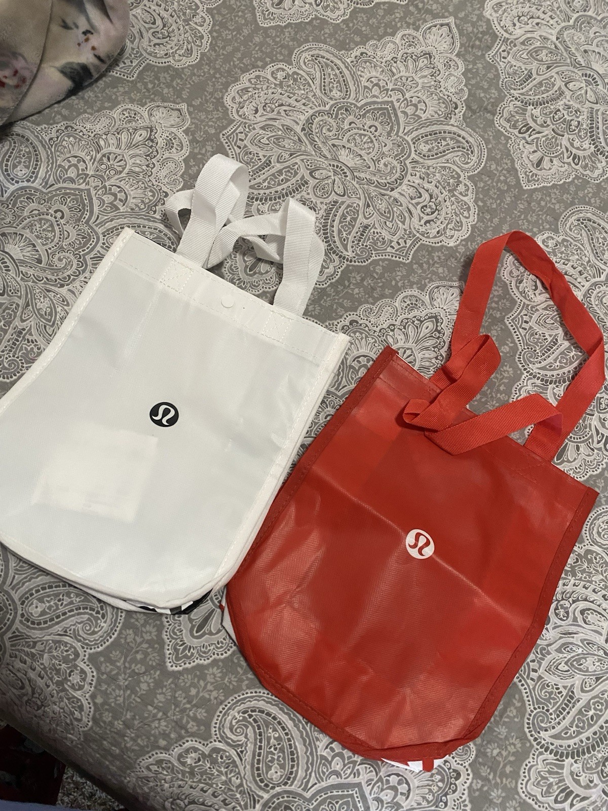 Lululemon Reusable Small Shopping Tote Bags Red and White