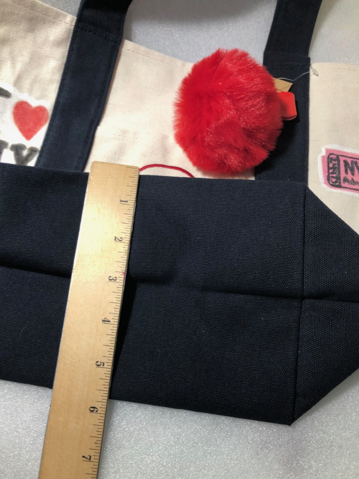 NY Hand Drawn Trader Joe’s Mini NAVY BLUE Canvas Tote Bag 13″Wx10″L(S)