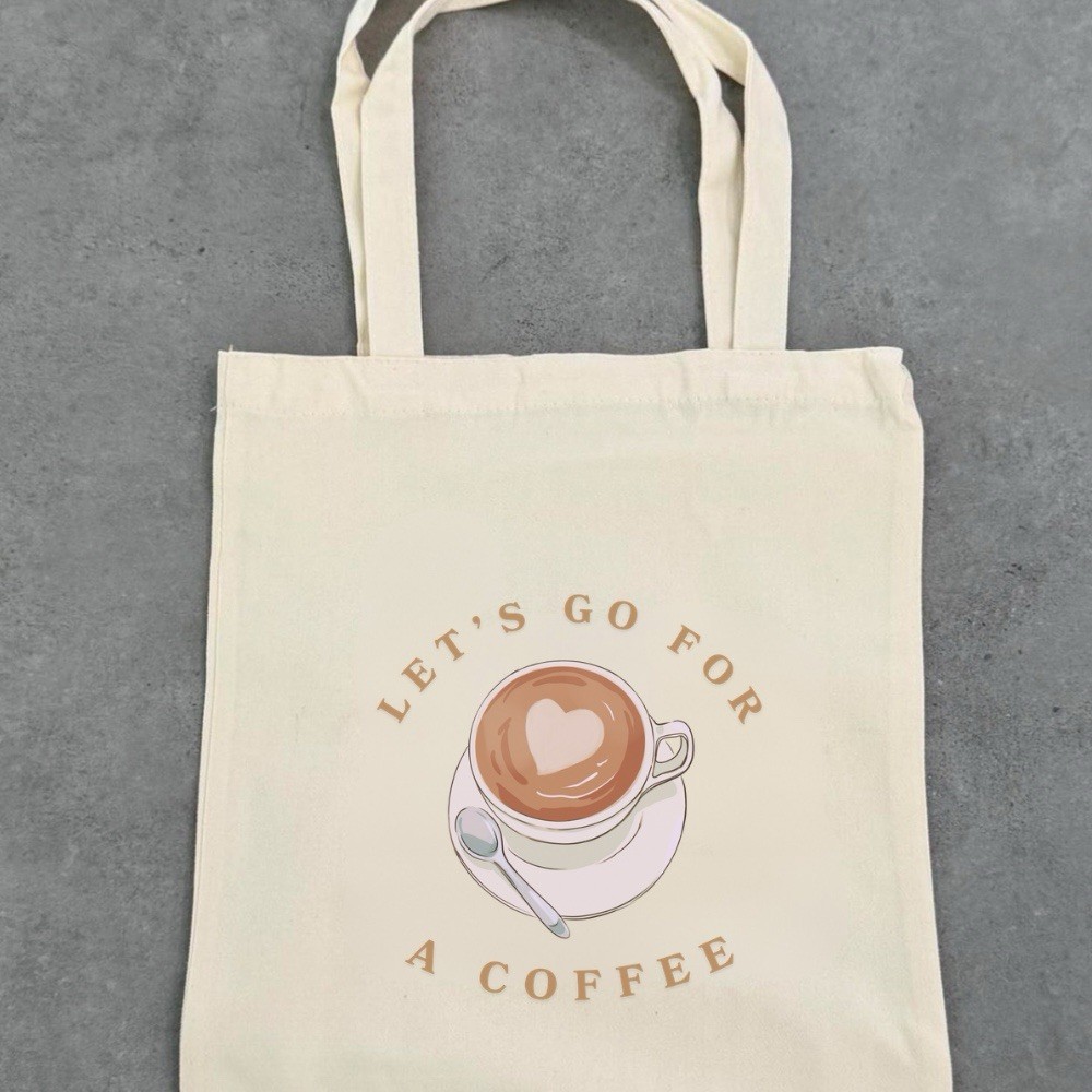 Coffee Lover Canvas Tote Bag, Minimalist Style