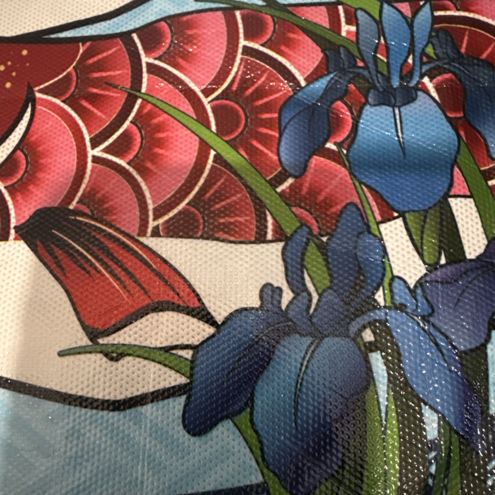 Koi Fish Orchid’s Reusable Grocery Shopping Tote Bag Medium 15x12x8″ Daiso Japan