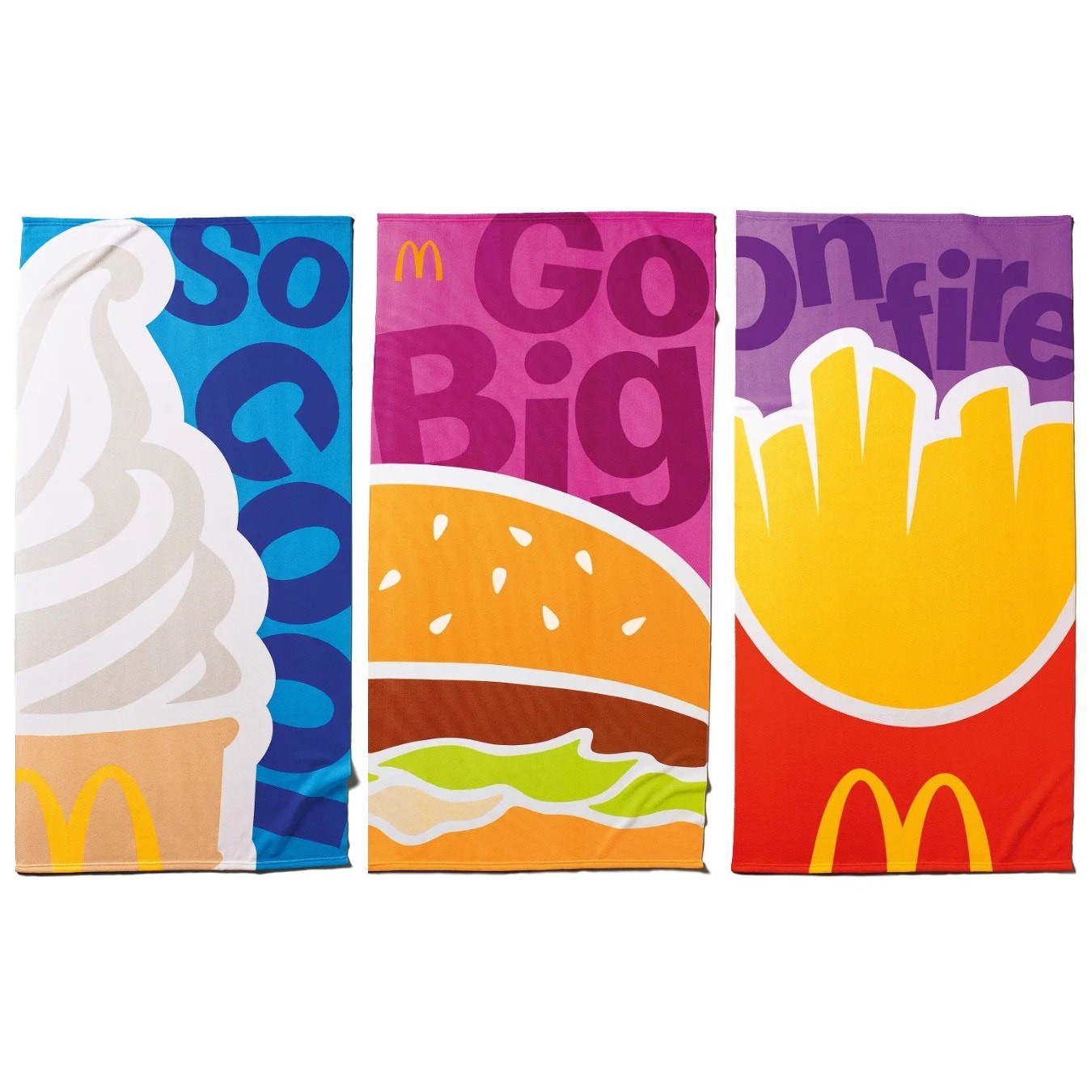 Set 3x McDonald’s Beach Towels Big Max Burger + Fries Italy Europe Exclusive NEW