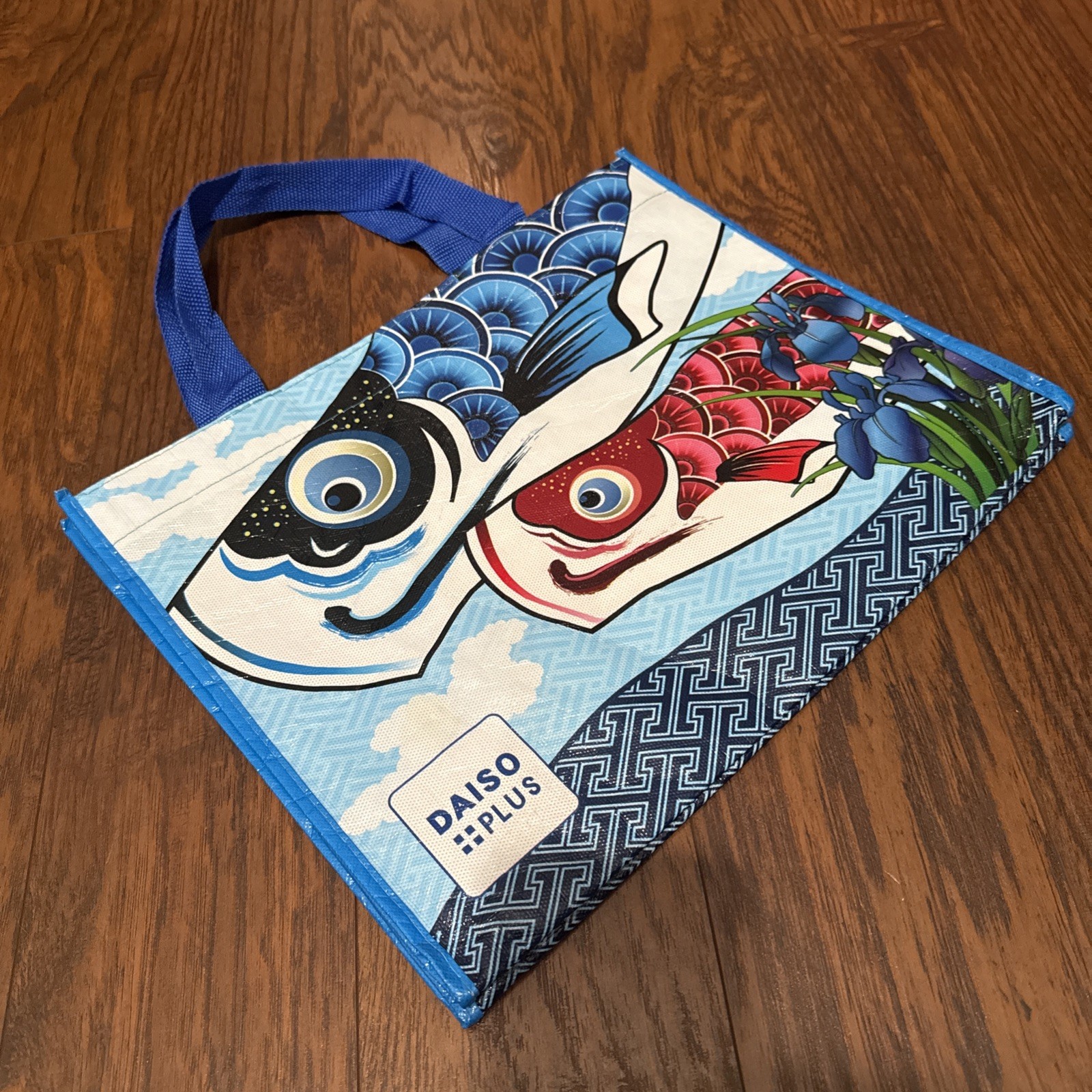 Koi Fish Orchid’s Reusable Grocery Shopping Tote Bag Medium 15x12x8″ Daiso Japan