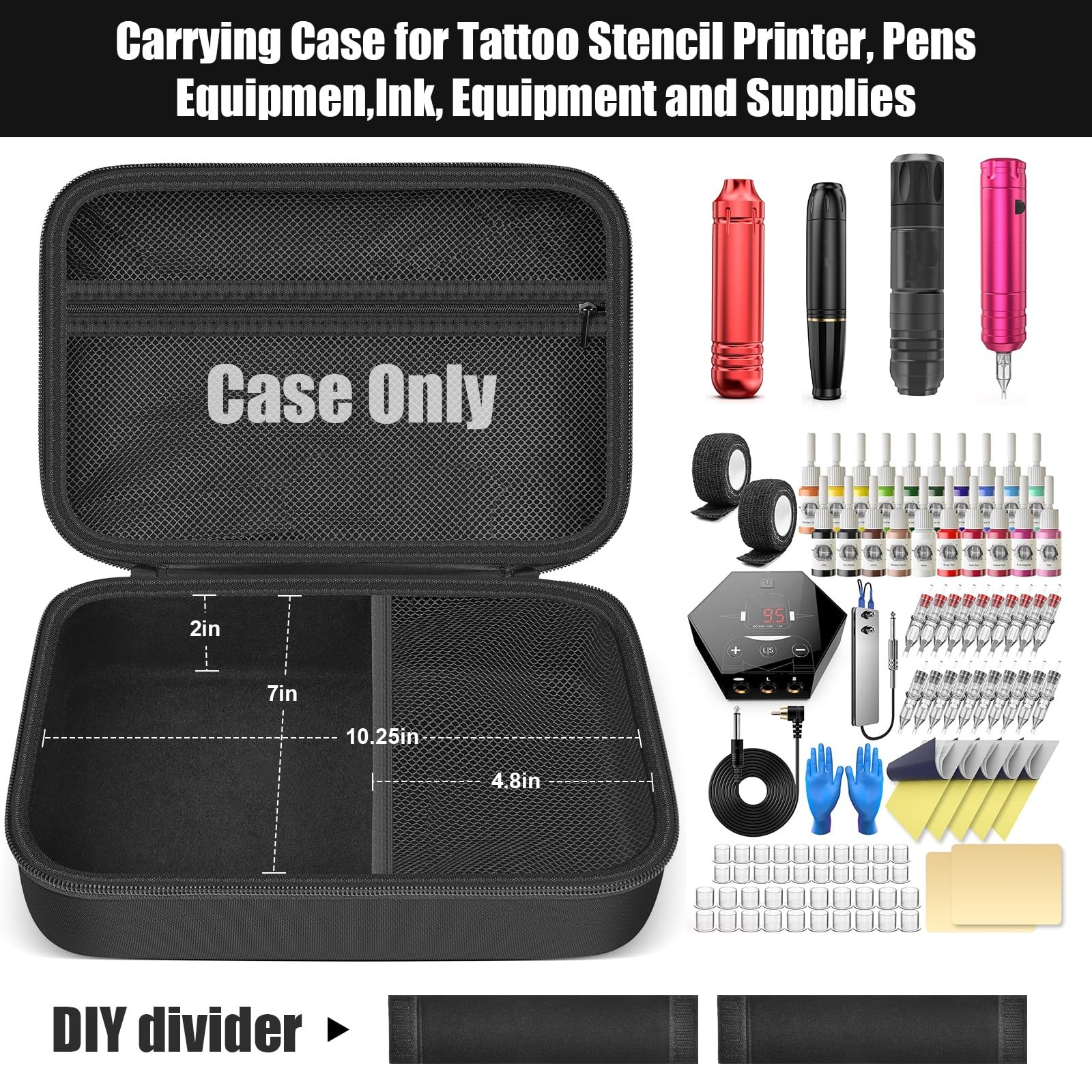 Tattoo Travel Case for Wormhole & Vidattx Gun Kits – Storage Black