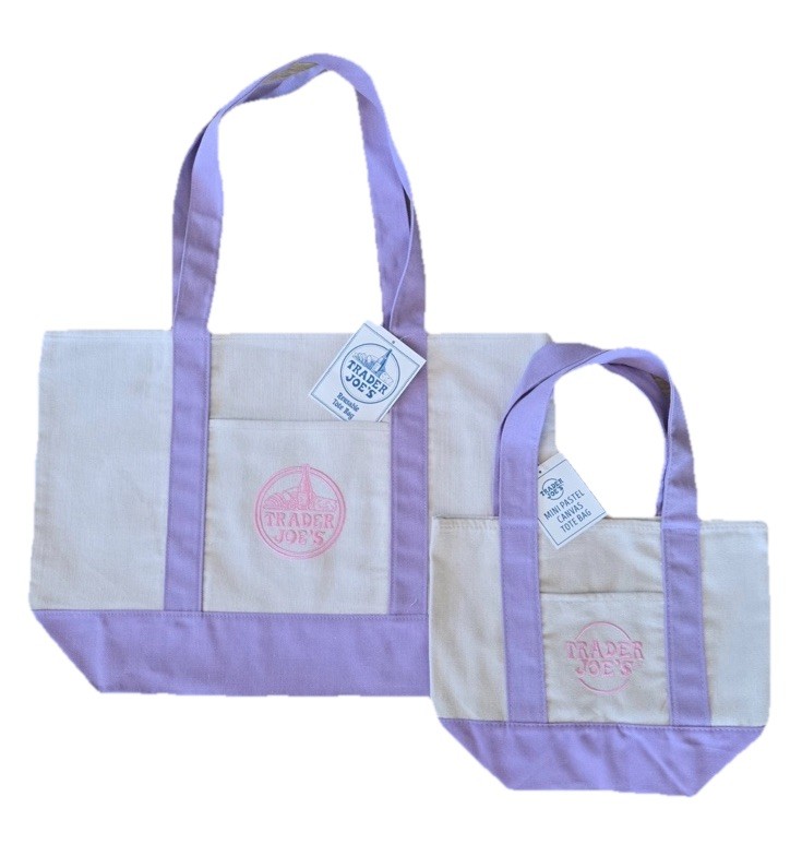 Trader Joe’s Lavender Purple Large + Mini Canvas Tote Bag 2 Set 2026 Limited 💜