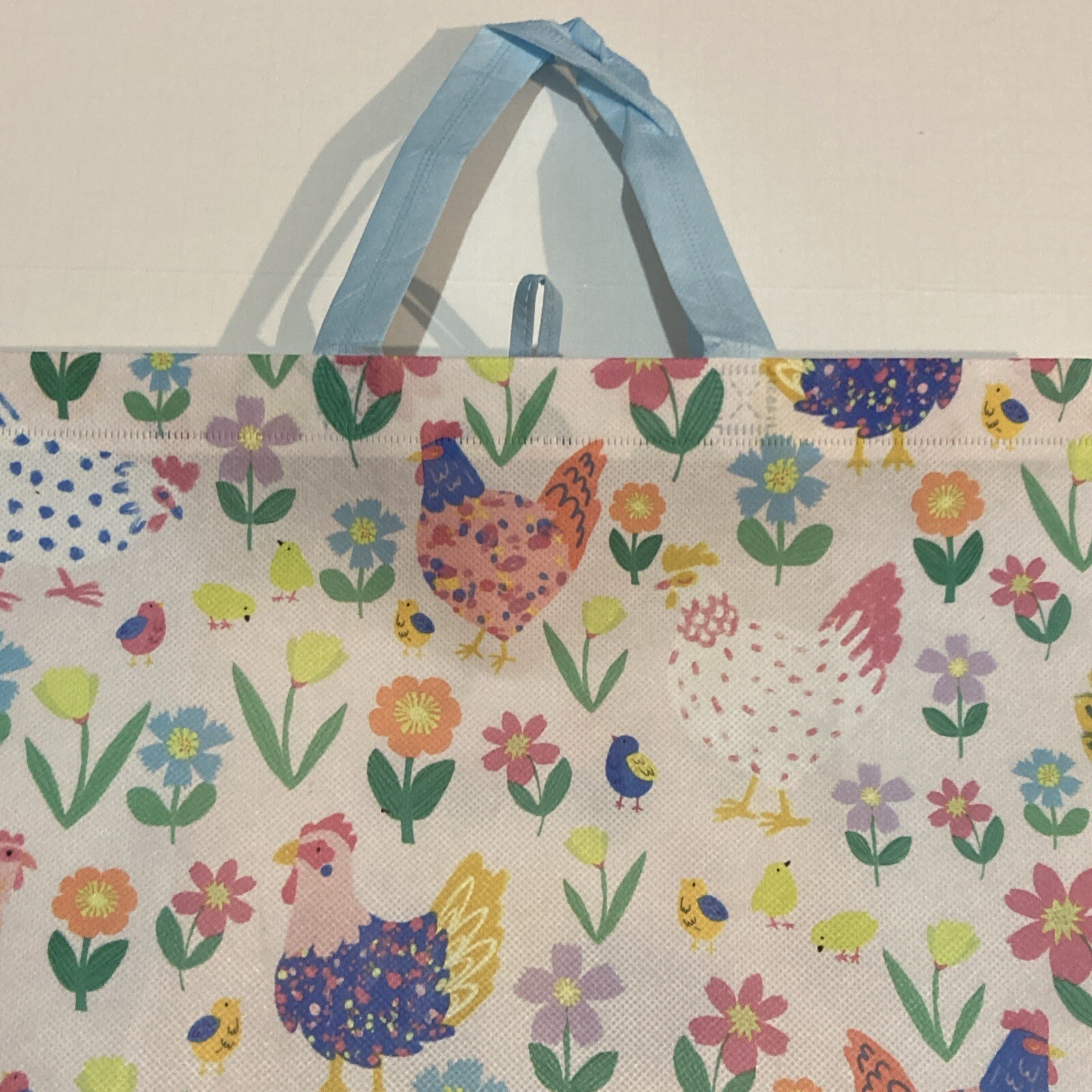 Tesco Chicken Flower Tote Bag Hen Rooster Chick White Pink Tulip Dot 2023 New