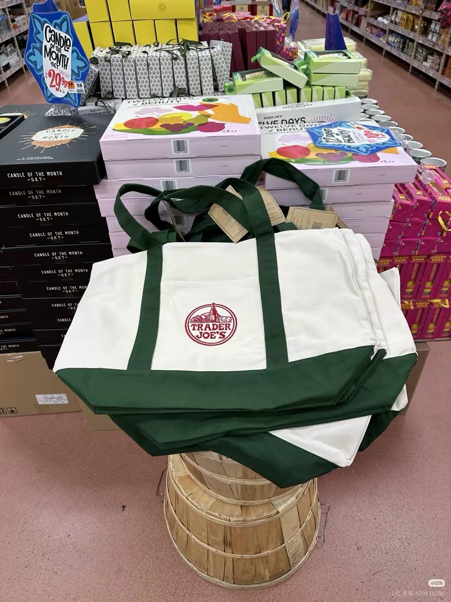 Trader Joe’s Canvas Large Green Shopping Bag Limited Tote New W/Tags US STOCK