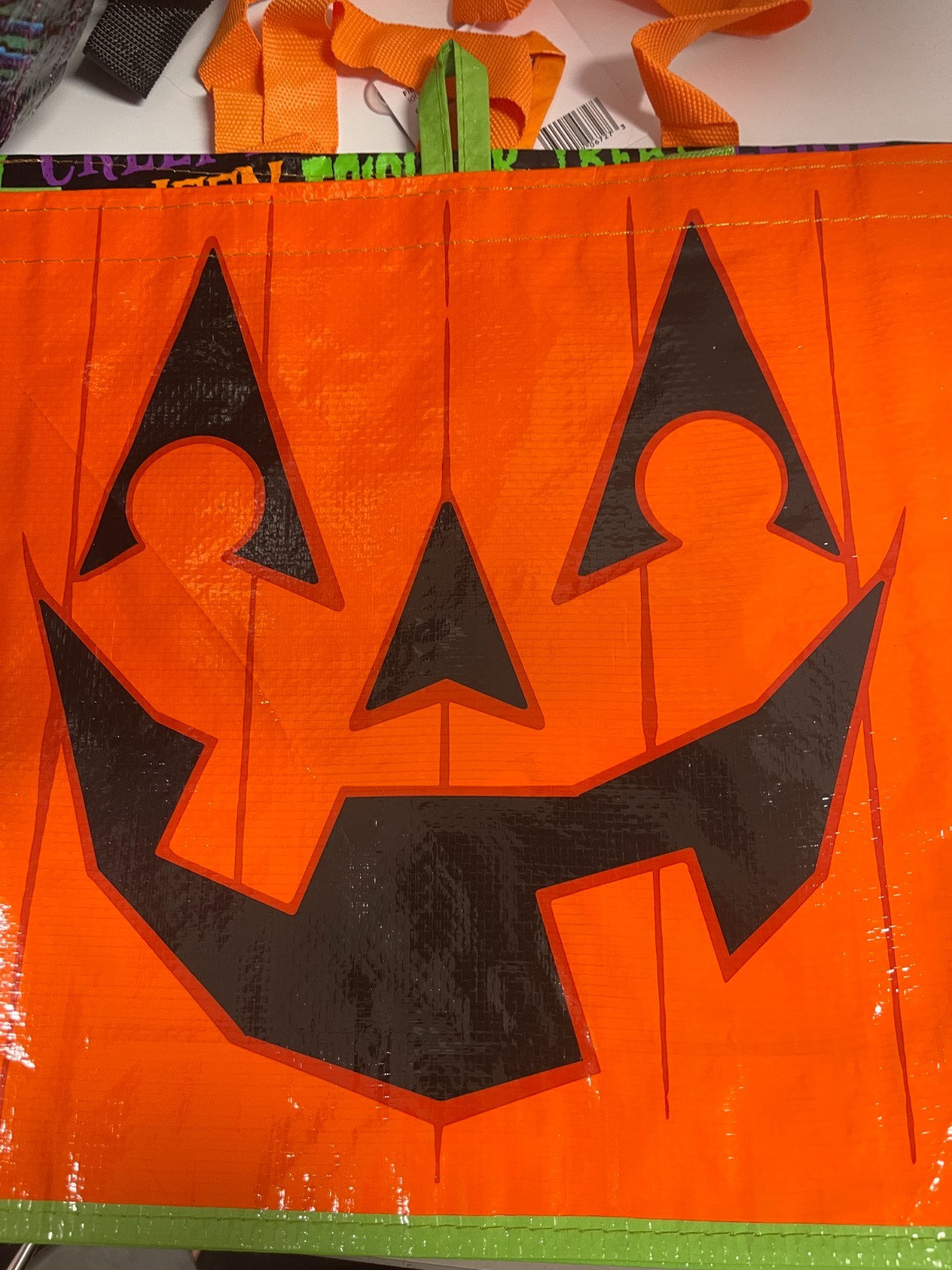 Reusable Halloween Tote Bags 12.5×14.17×3.94 In Cat, Pumpkin, Skeleton, Treat