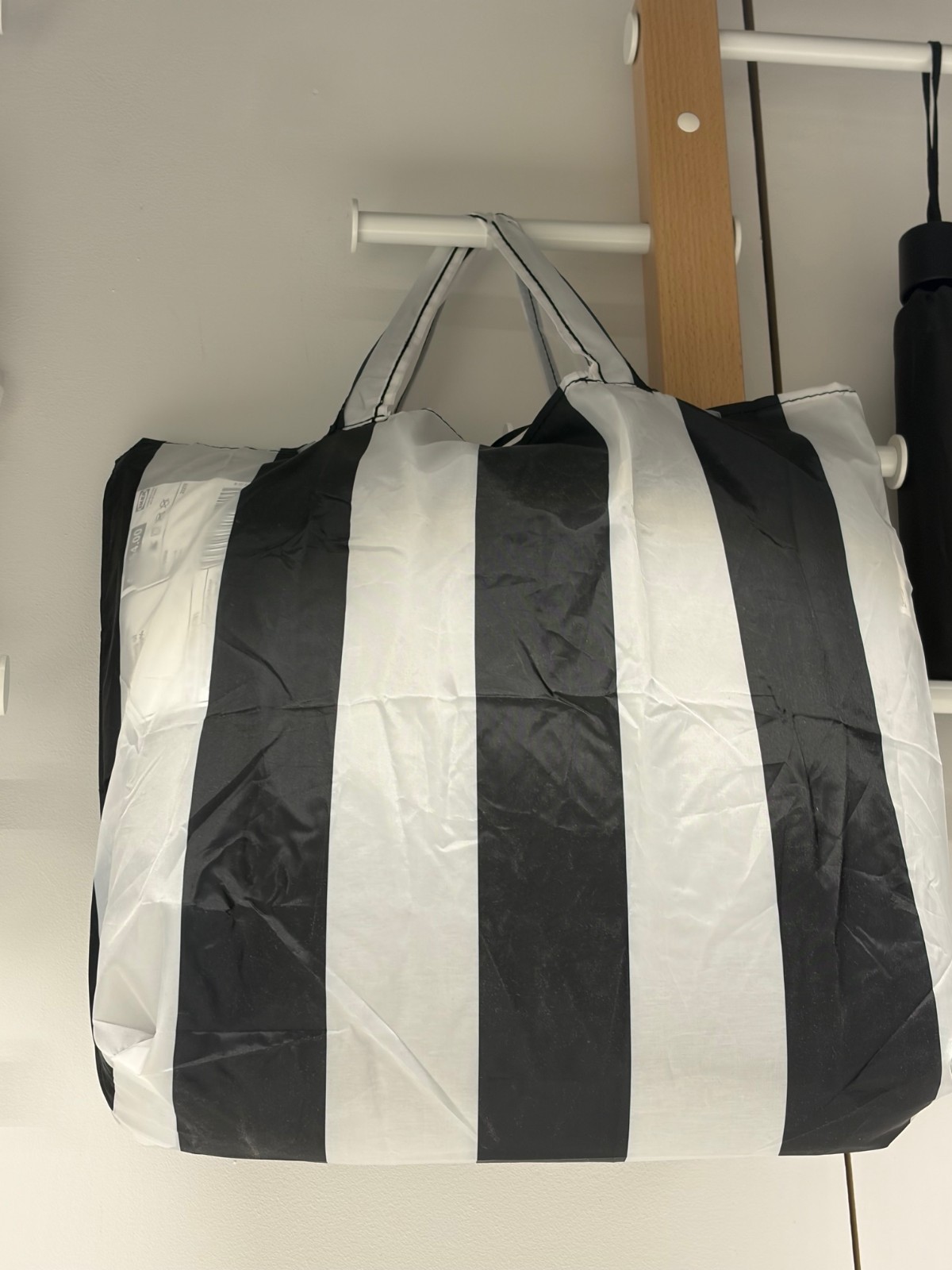 SKYNKE Shopping laundry Bag black striped 17 ¾x14 ¼” 50517680 505.176.80 Ikea