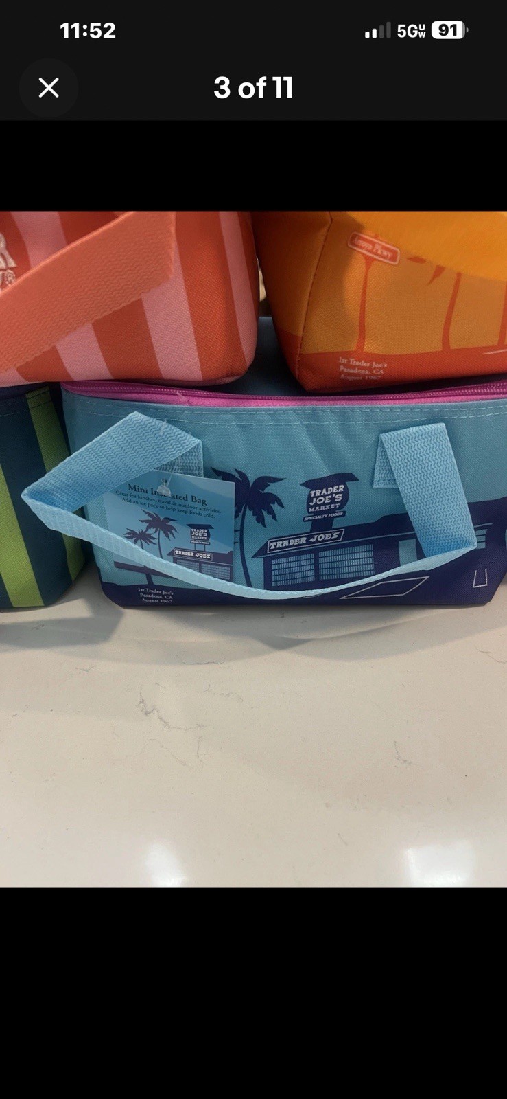 Trader Joes Mini Insulated Tote Lunch Bag Cooler Summer Limited NWT