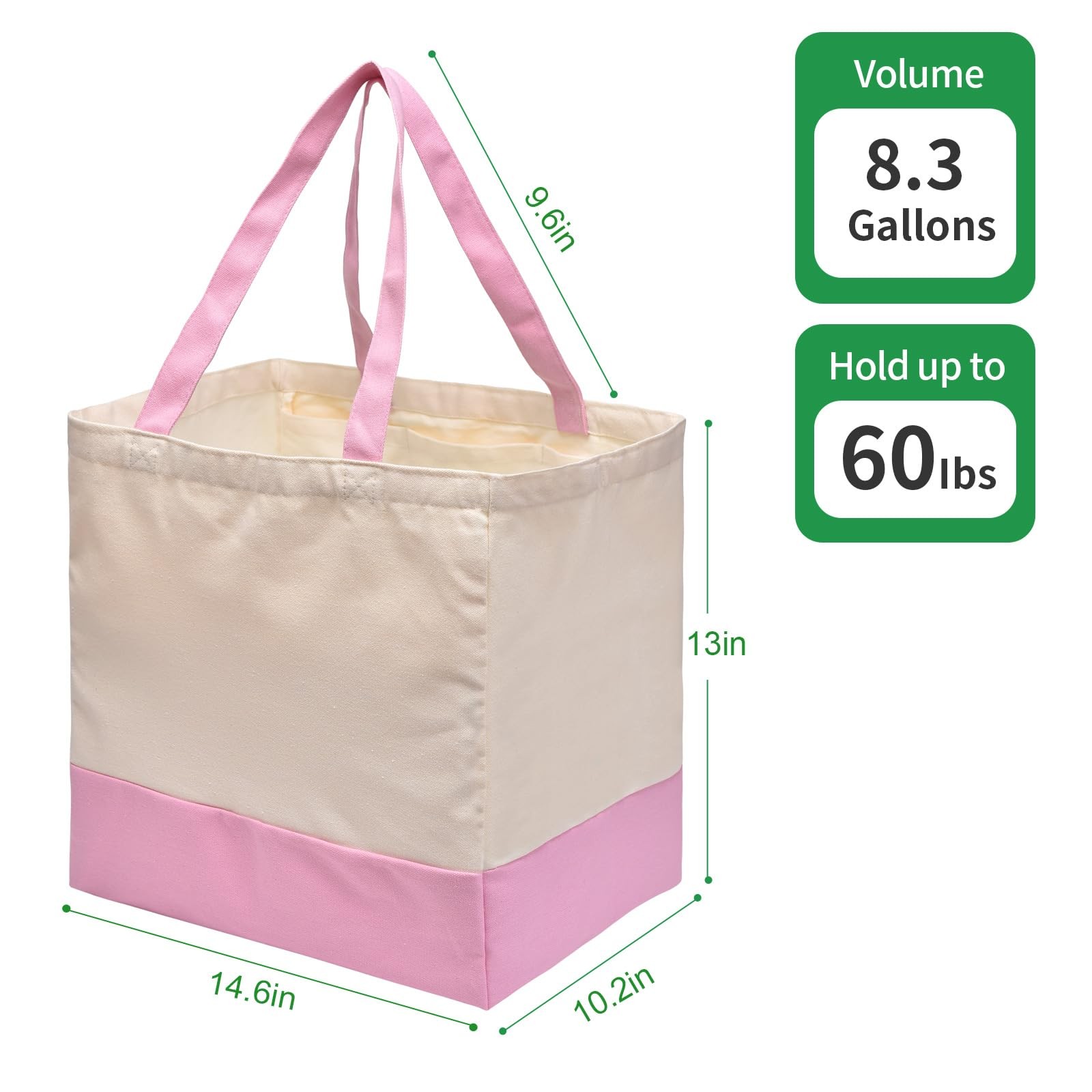 CNaiyunpin 3 Pack Canvas Reusable Grocery Bags Heavy Duty, 8.3 gal Foldable L…