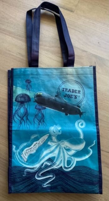 Trader Joe’s Reusable Bag Ocean Octopus SCUBA Diver Seahorses Submarine Fish