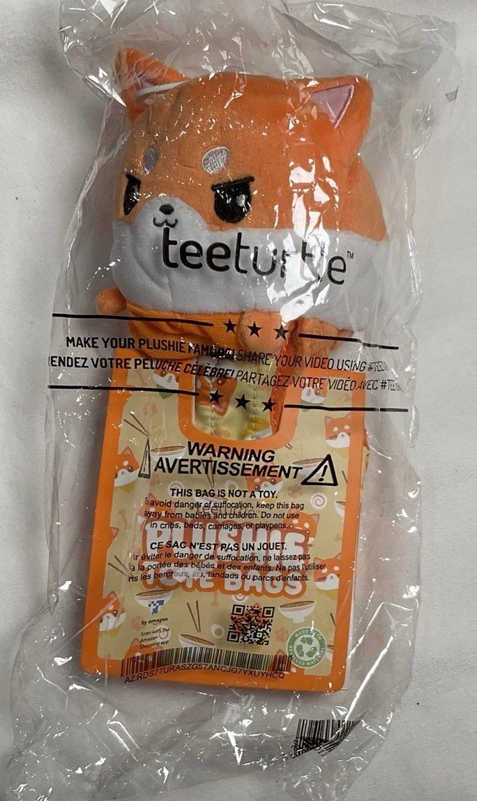 TeeTurtle Shiba Inu Reusable Tote Bag With Stuffy New with Tags