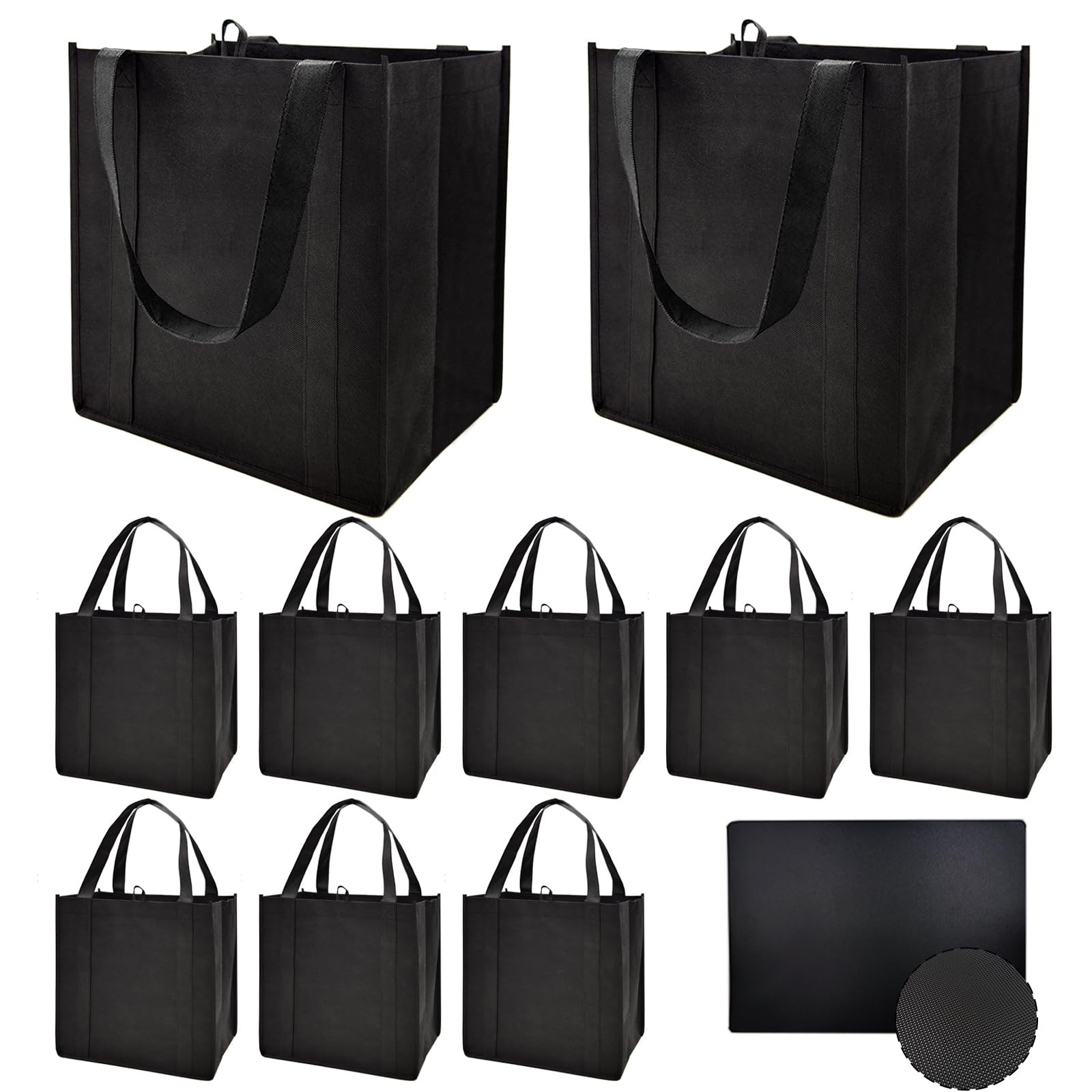 10 PCS Reusable Reinforced Handle Grocery Bags Thickened Bottom 45 lbs