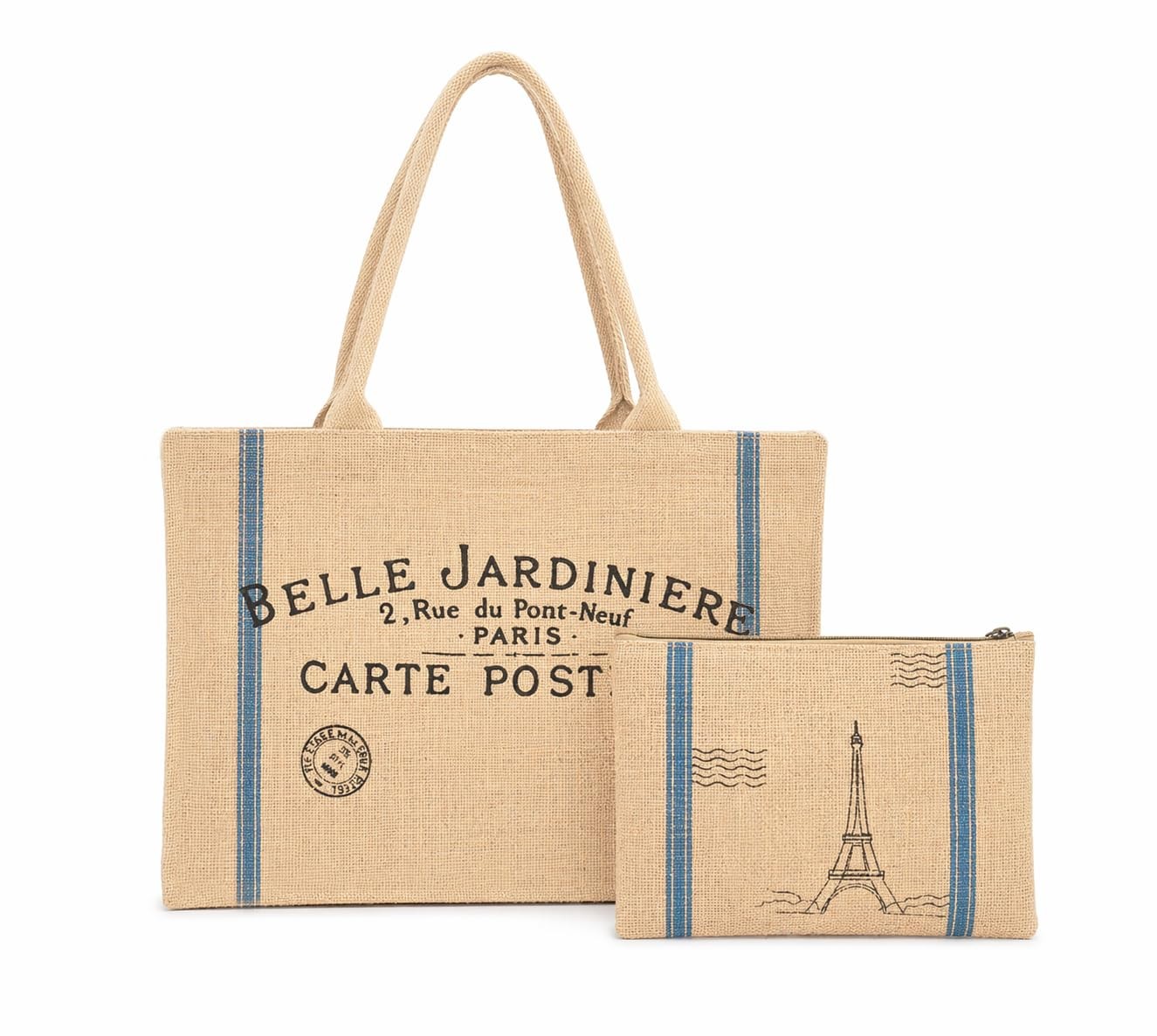 Jute Tote Bag, Large Burlap Tote Bag with Laminated Interior, Reusable Woven …