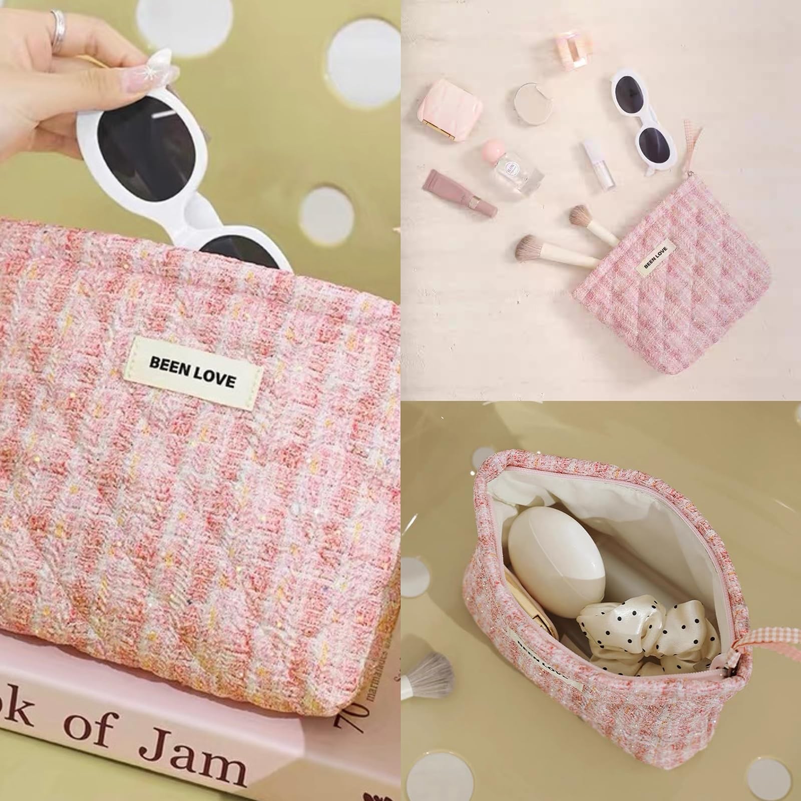 Duleylv Small Makeup Bag for Purse Portable Cosmetic Pouch Pink
