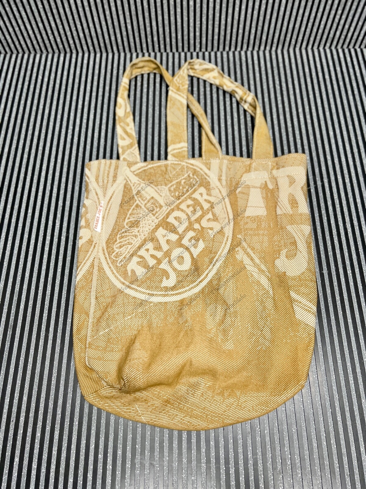 Trader Joe’s Very Rare Double Handle Canvas Logo Tan Tote Bag
