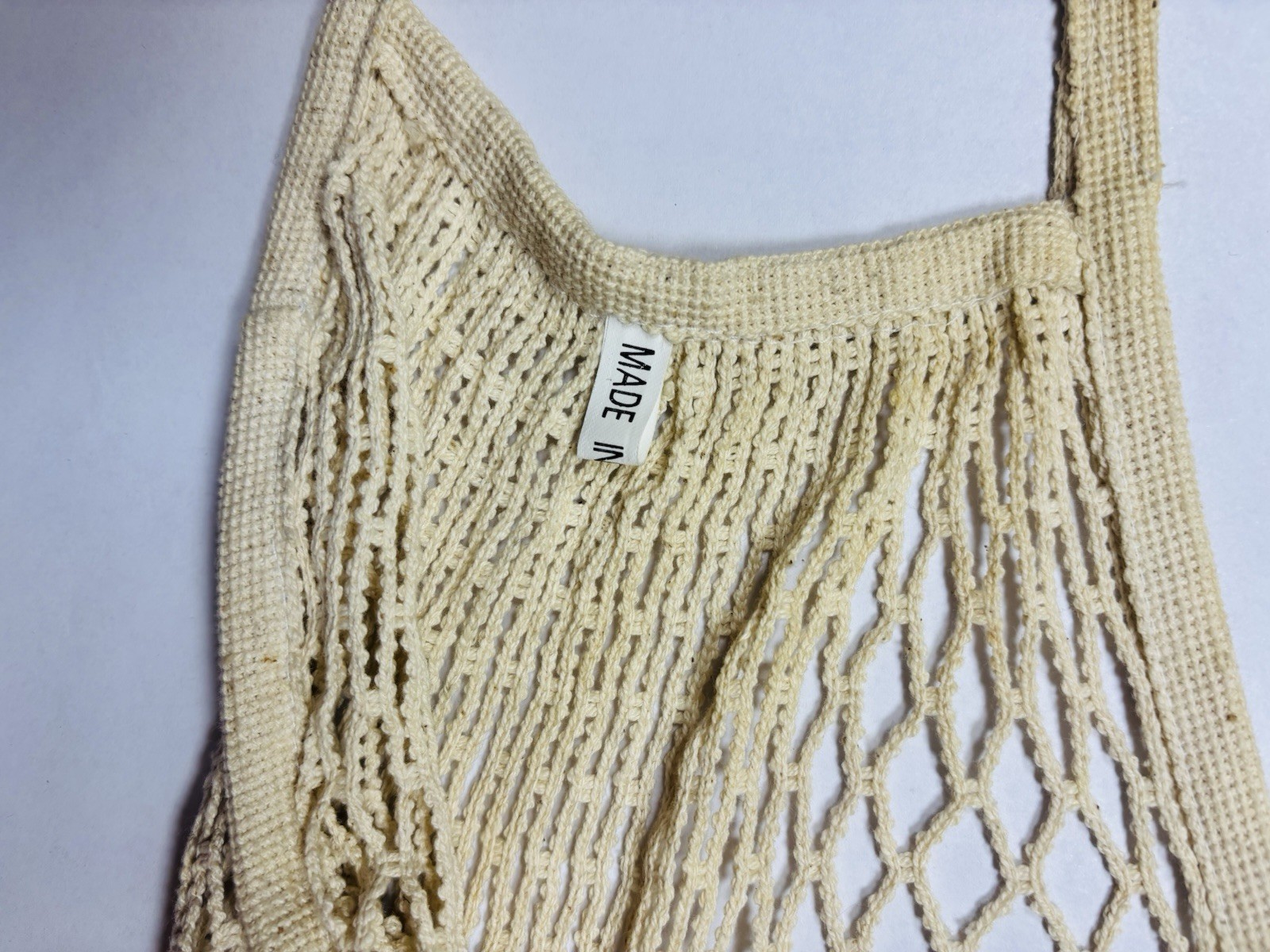 Vintage LRG Fish Net French Market Beach Expansion Bag Woven Large Boho Earthy