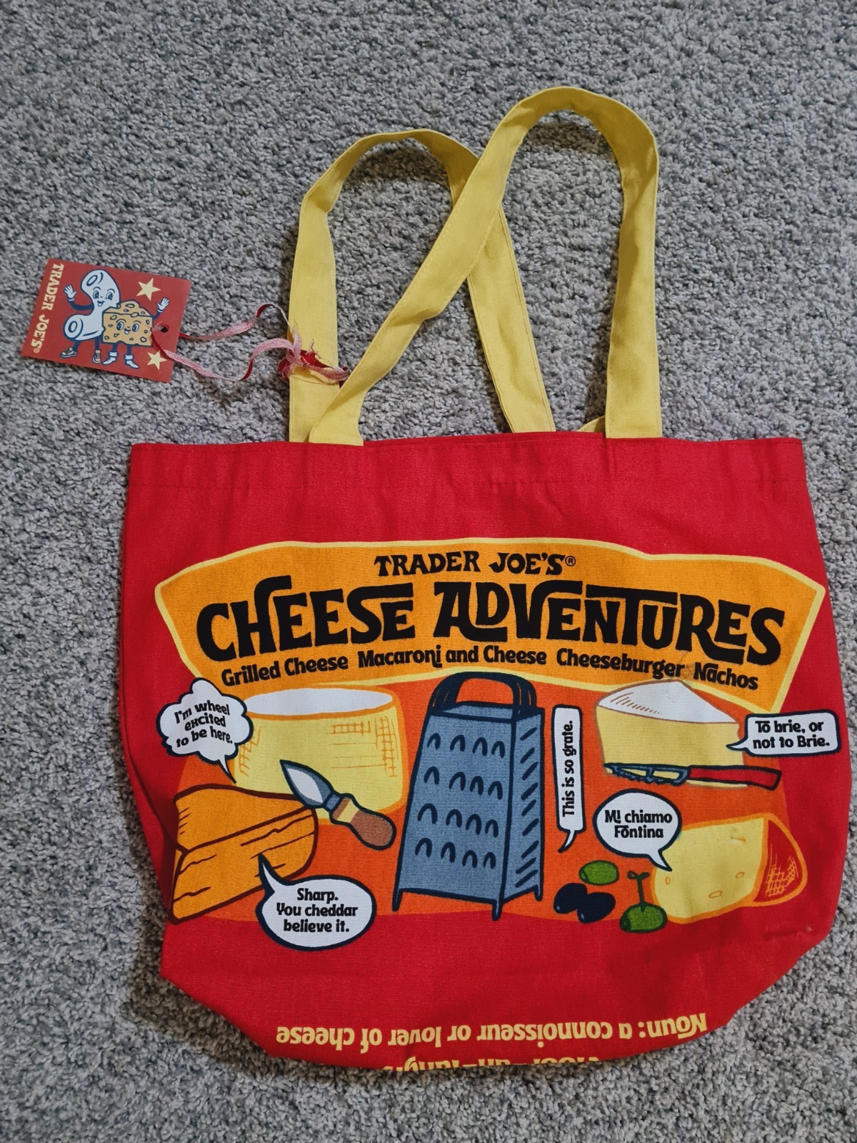Trader Joe’s Reusable Canvas Cotton Tote Shopping Bag Cheese. NWT!