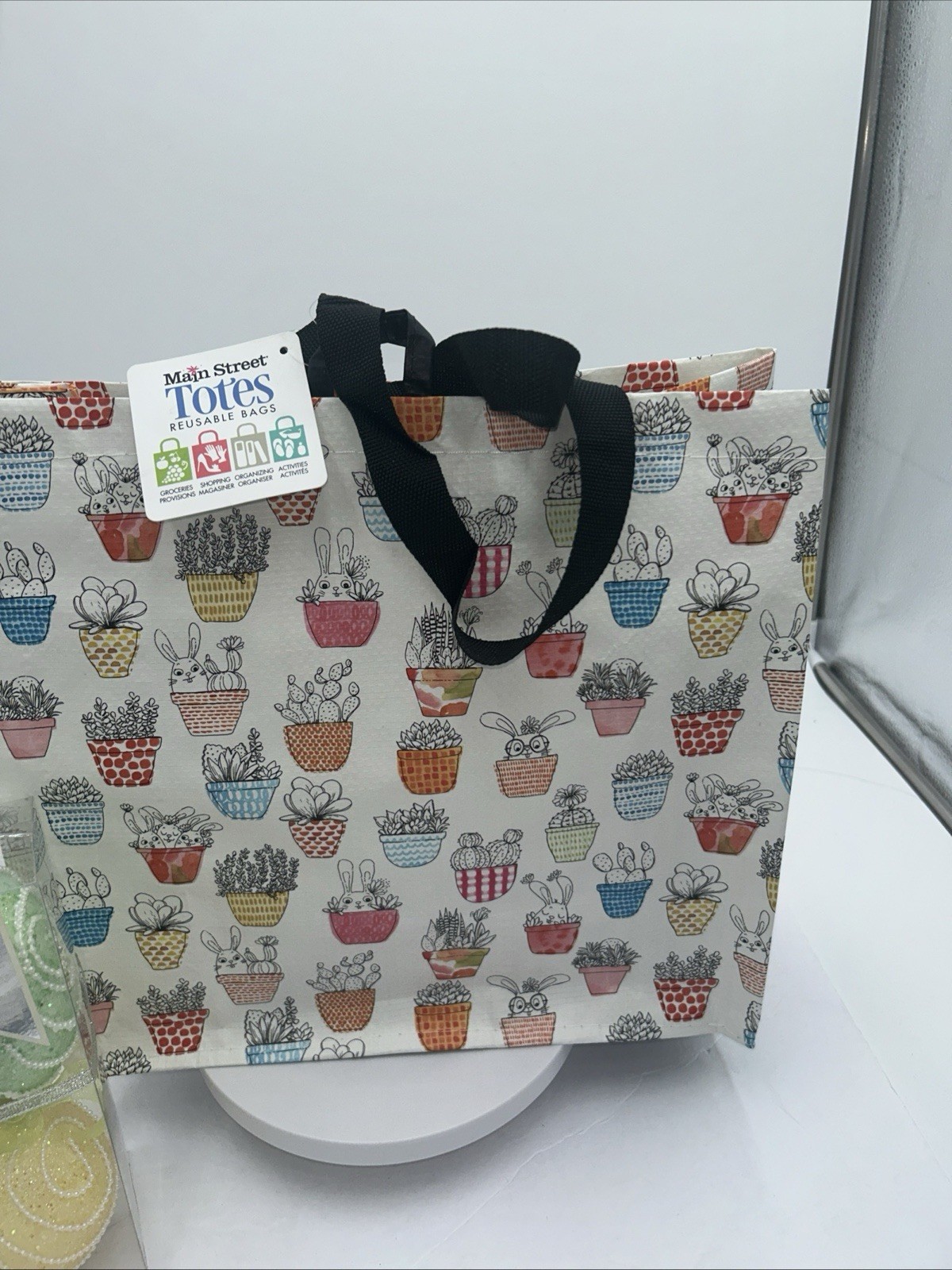 Easter Spring Bunny Rabbits Basket Flowers Gift Reusable MainStreet Tote Bag New