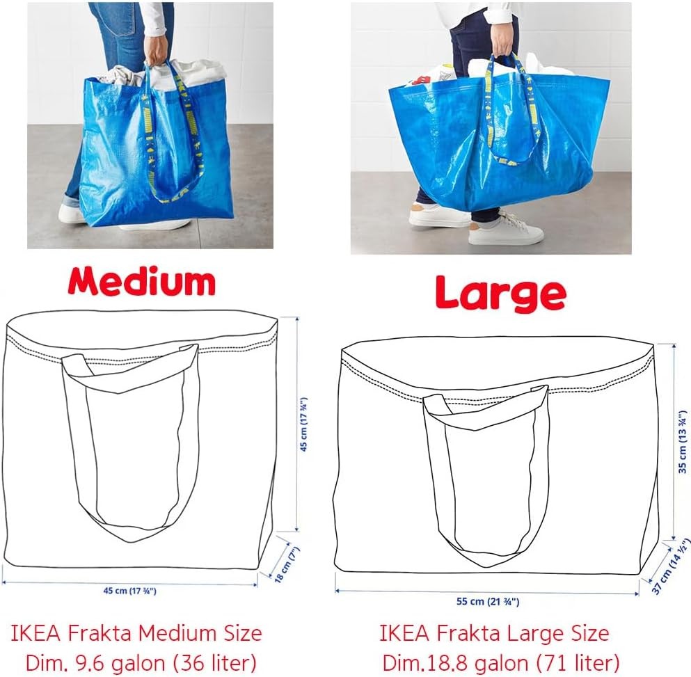 603.017.07 FRAKTA Medium Shopping Bags Set of 6 Blue 55 lb Max. Load 10 Gallon