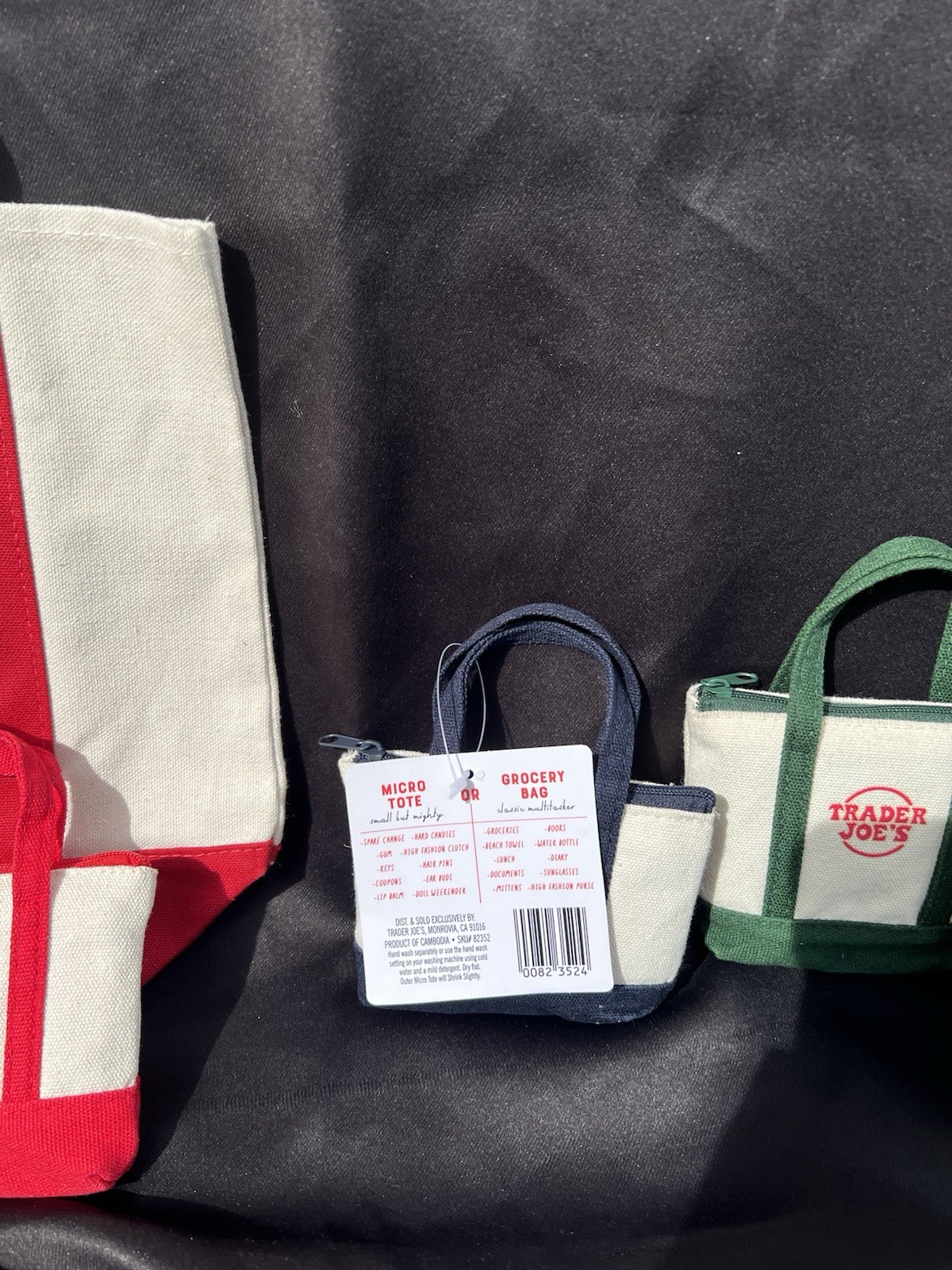 Trader Joe’s Canvas Micro Tote with Grocery Bag 4-Pack Multicolor 11x12x7