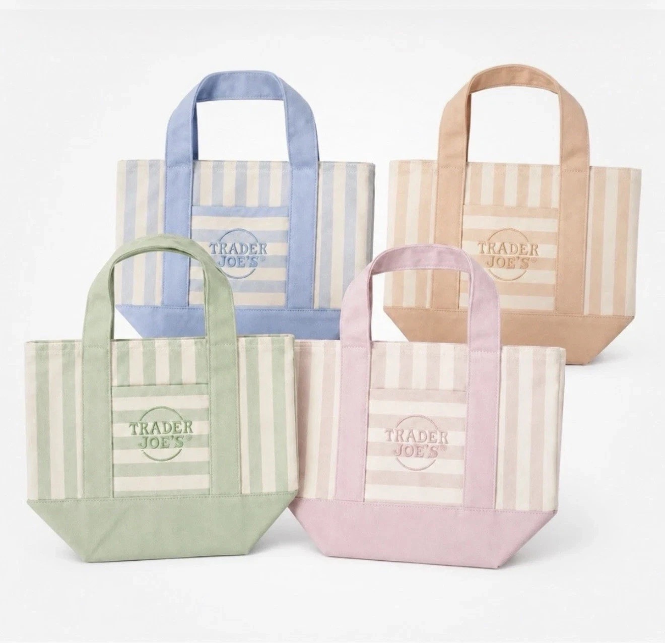 Trader Joe’s Striped Canvas Mini Tote Bag Set 4 Colors Summer 2026 LIMITED