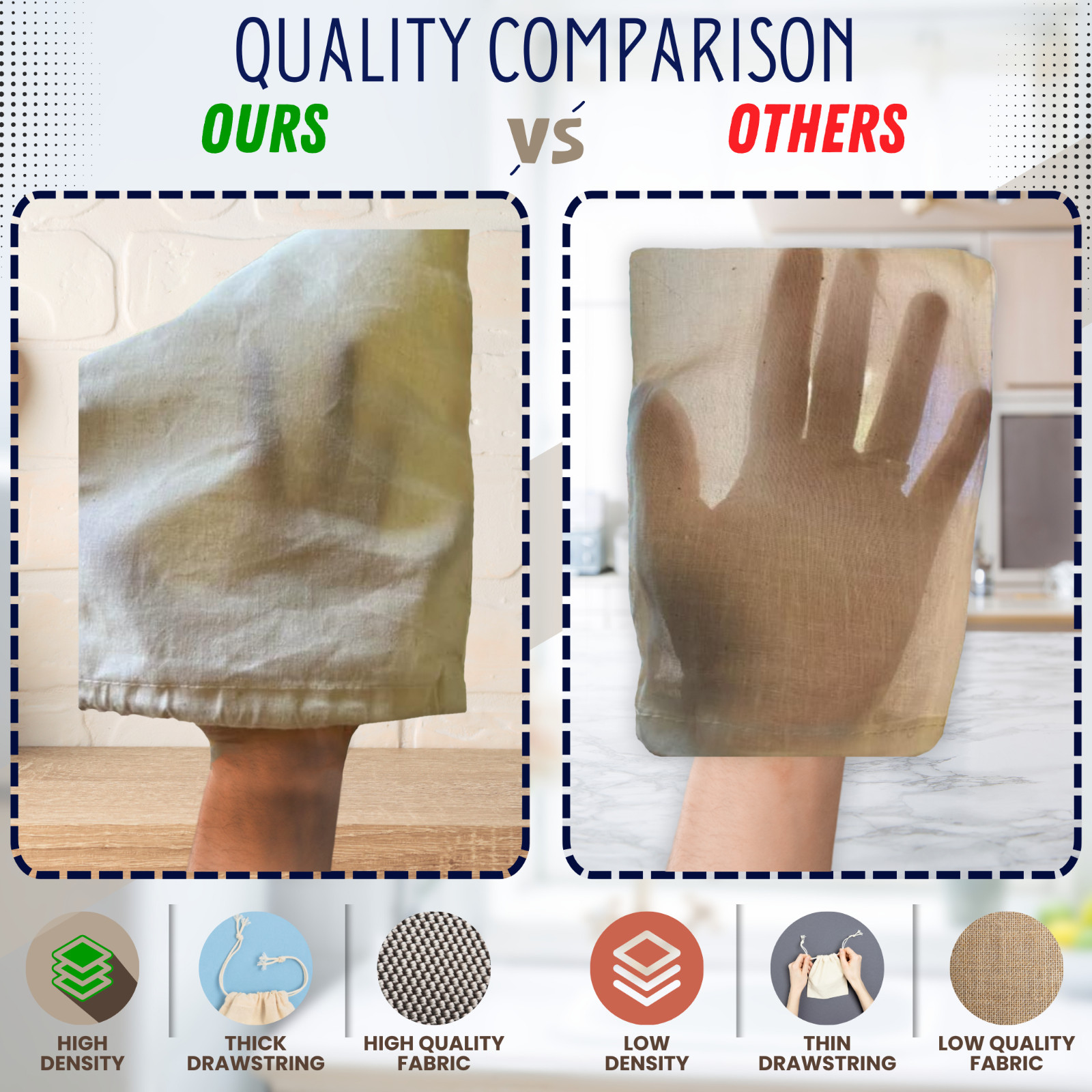 100% Cotton Reusable Produce Muslin Bags – Multipurpose Drawstring Storage Pouch