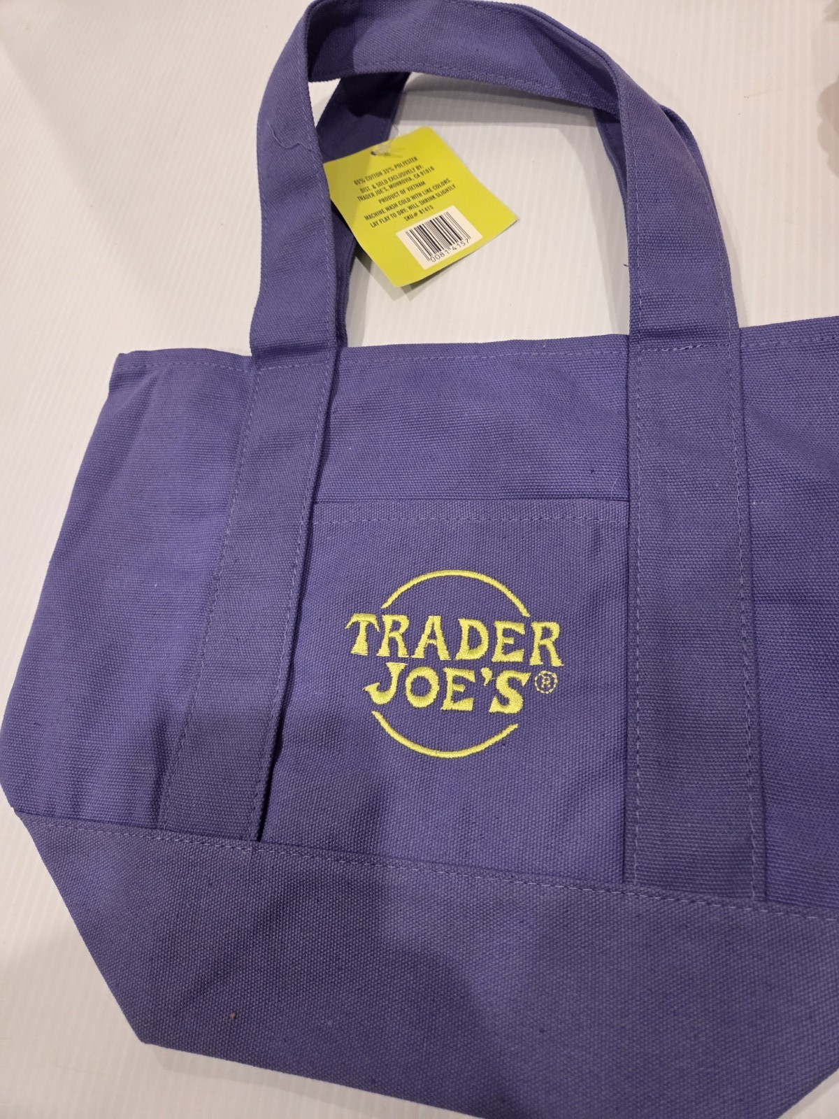 Set of 2 Trader Joe’s Mini Halloween Tote Bags Canvas Each with Pockets Purple+