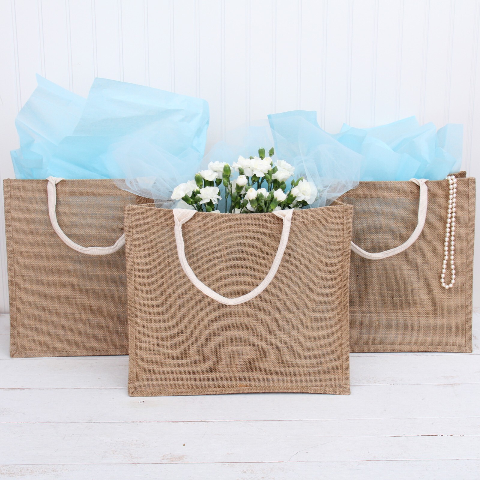Threadart Jute Tote Bags Fine Burlap Reusable Bridal Shopping Beach – Bulk Packs