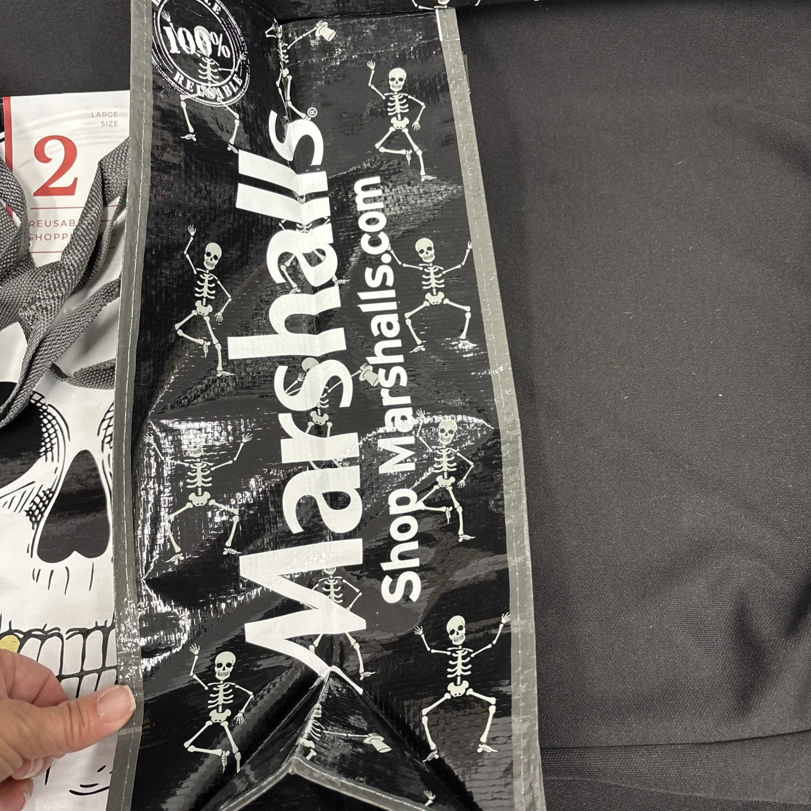 Skull Pattern Large Reusable Shopping Bag 2x 2Pack (4Bags)