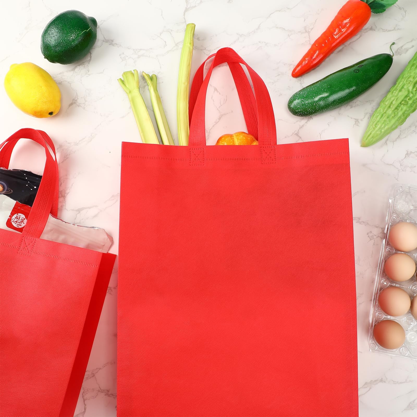 80 Pcs Non Woven Tote Bags Bulk Large Reusable Gift Bag Reusable Grocery Bags…
