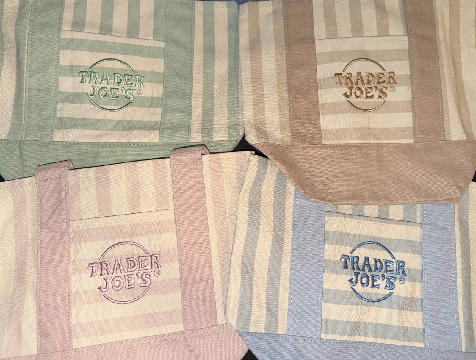 Trader Joe’s Striped Reusable Shopping Bags, Multicolor – individual bag (beige)
