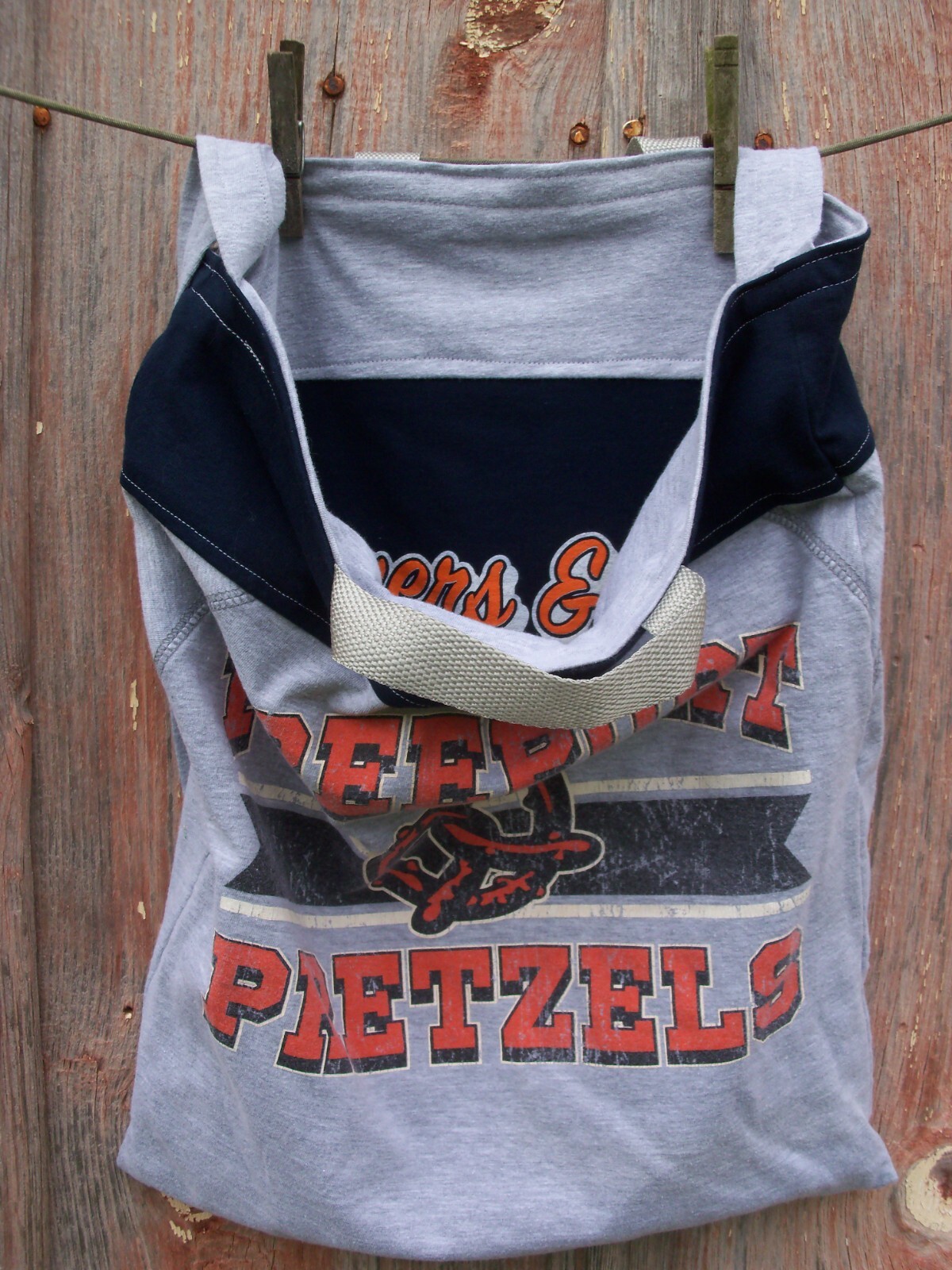 Freeport Pretzels & Morts Recycled tshirt Tote Bag Grocery Shopping Holiday Gift