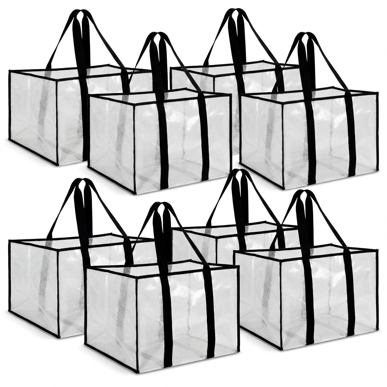 8 Pack Reusable Grocery Bags, Heavy Duty Shopping Bags with Reinforced Bottom…