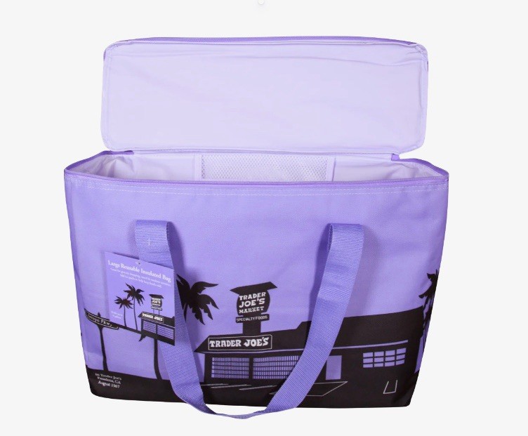 Trader Joe’s Lavender New Spring 2026 Large Insulated Reusable Zip Around Bag