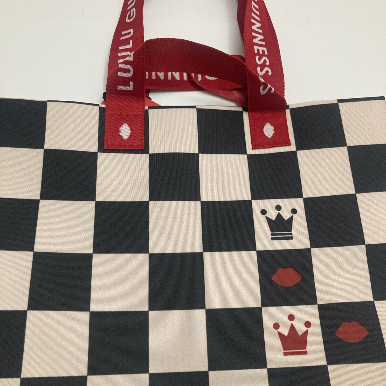 Waitrose Lulu Guinness Chess Bag Lips Crown Checker Board Black White Red 2024